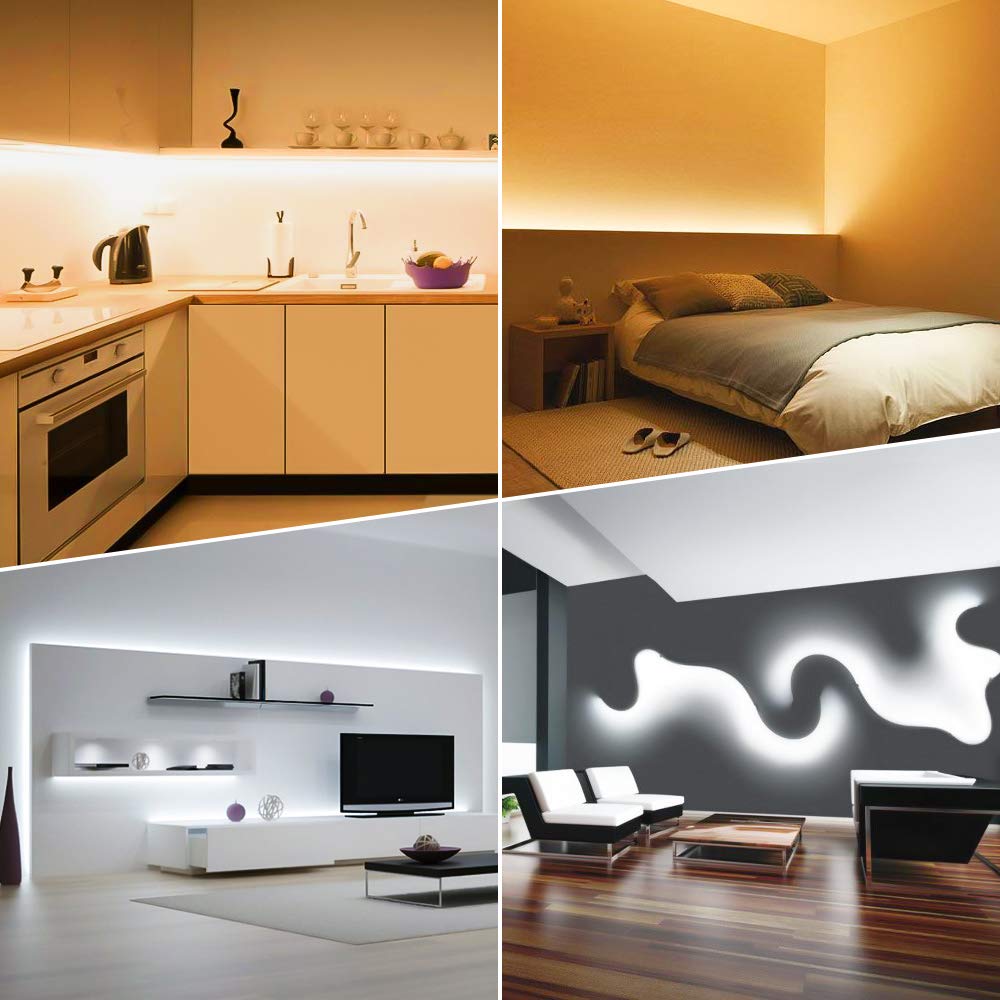 NOVOSTELLA 20ft Dimmable Tunable White LED Strip Light Kit, Flexible Rope, Warm White + Daylight White, 24V for Home & Kitchen Lighting