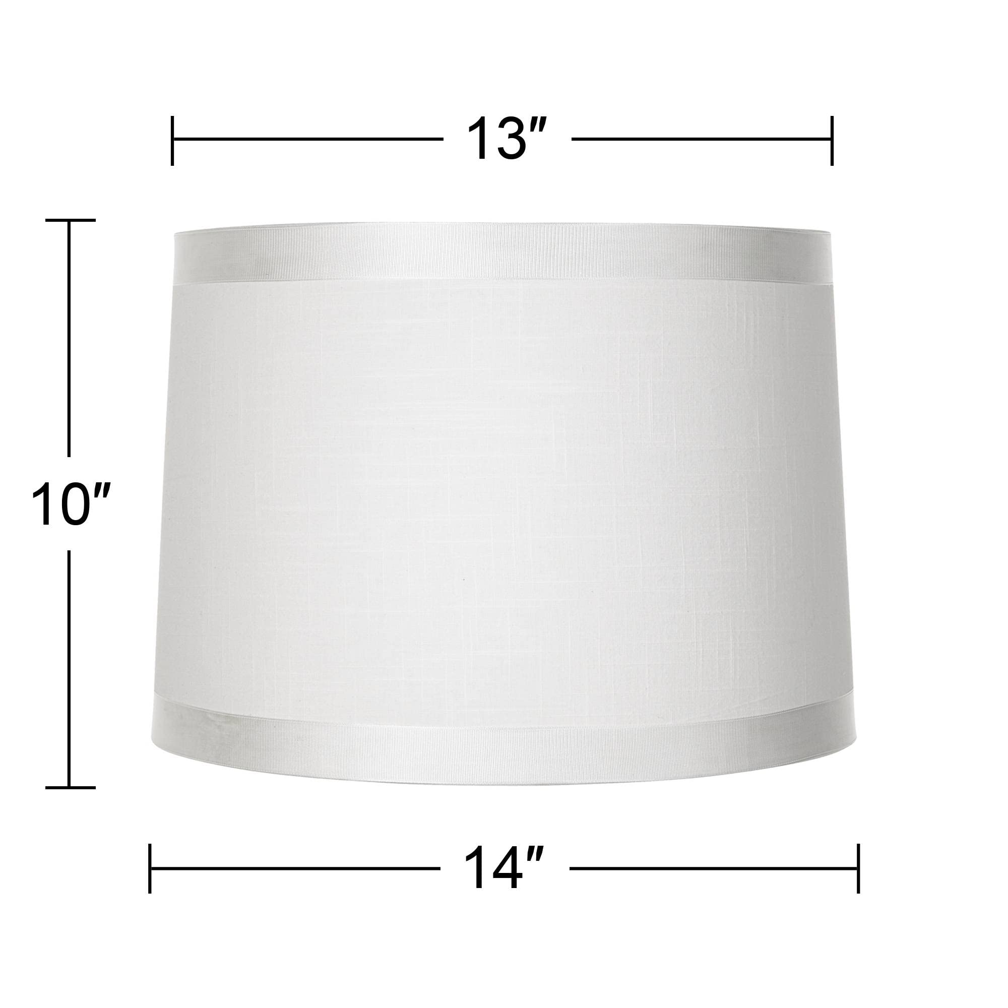Set Of 2 White Fabric Medium Drum Lamp Shades 13&quot; Top X 14&quot; Bottom X 10&quot; High (Spider) Replacement With Harp And Finial - Springcrest
