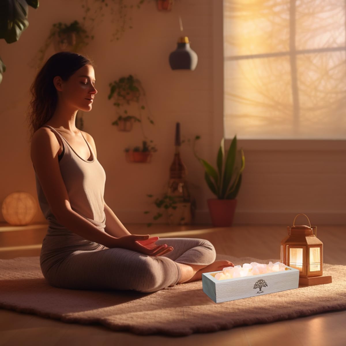 Mlynkl Essential Oil Diffuser-Salt Lamp Aromatherapy Diffuser-Natural Pink Himalayan Salt Lamp 300G With Wooden Base & Warm Ligh