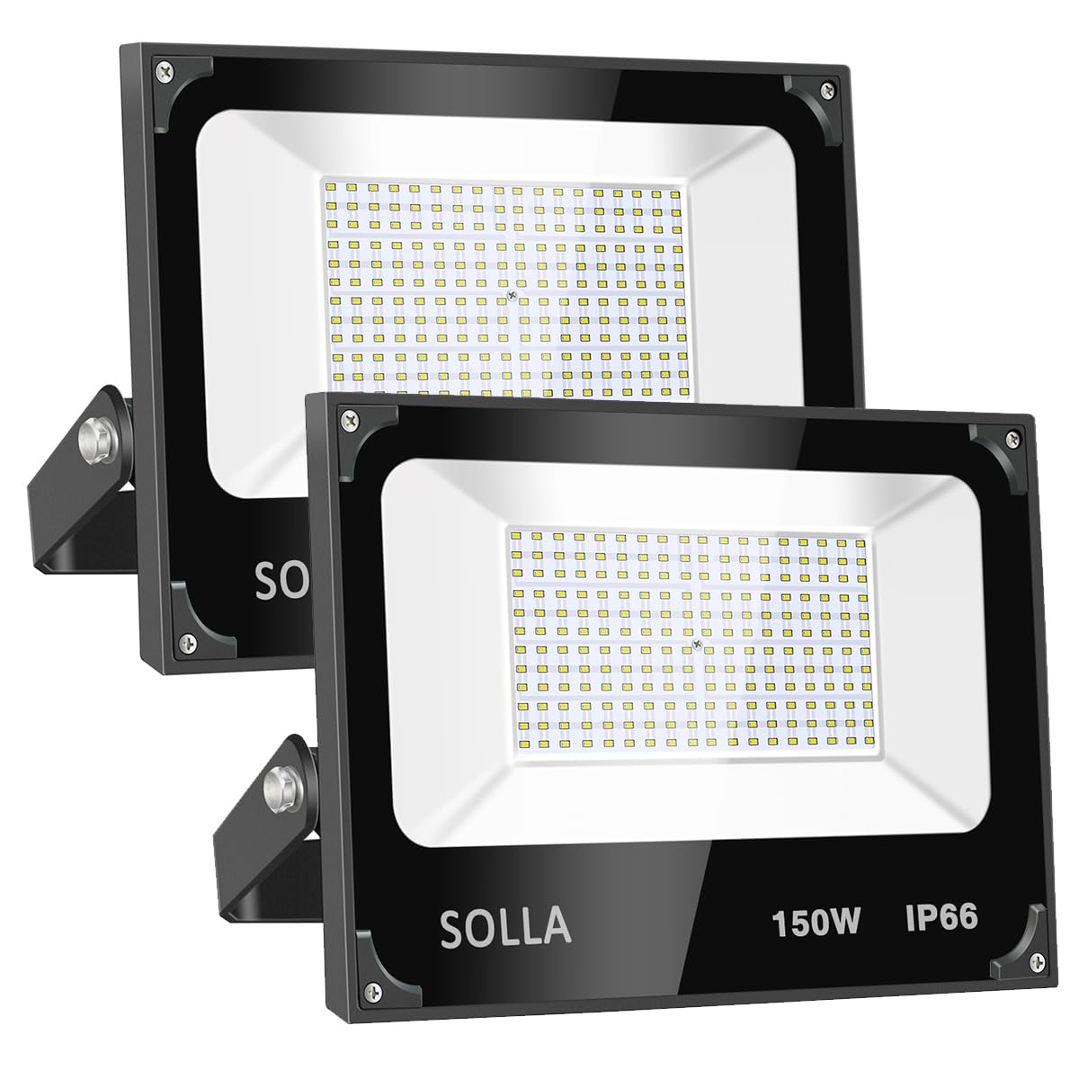 SOLLA 2 Pack 100W Led Flood Light, 8000lm 6000K Daylight White Exterior Flood Lighting, Outdoor Indoor Flood Light Fixture Lands