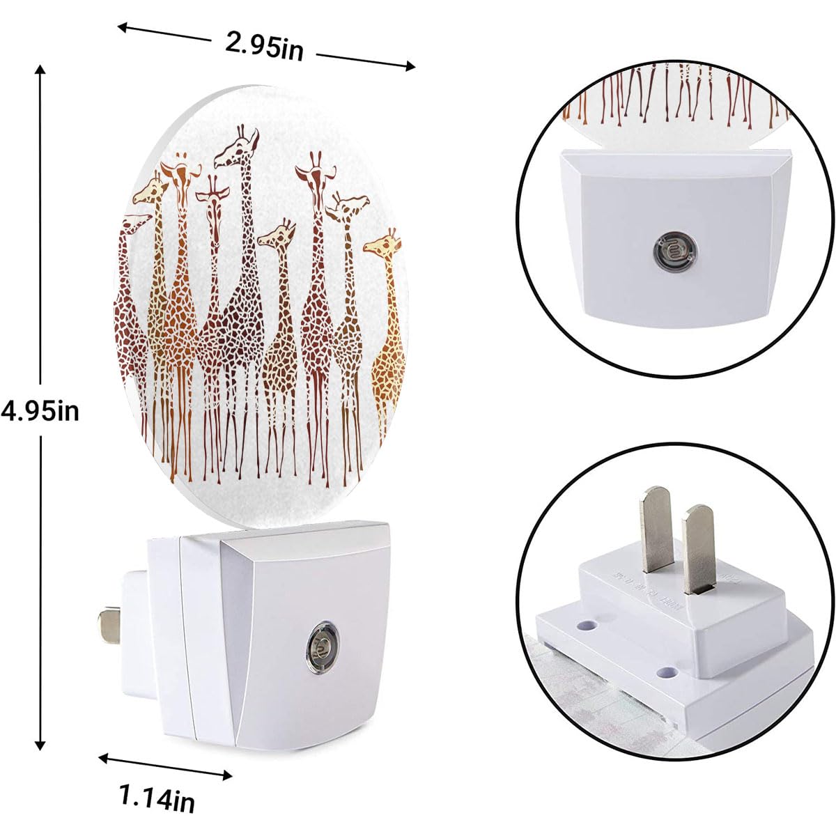 Ekobla Giraffe Night Lights Plug Into Wall Funny Animal Led Dusk To Dawn Night Lamp Auto Sensor For Home Indoor Bathroom Hallway