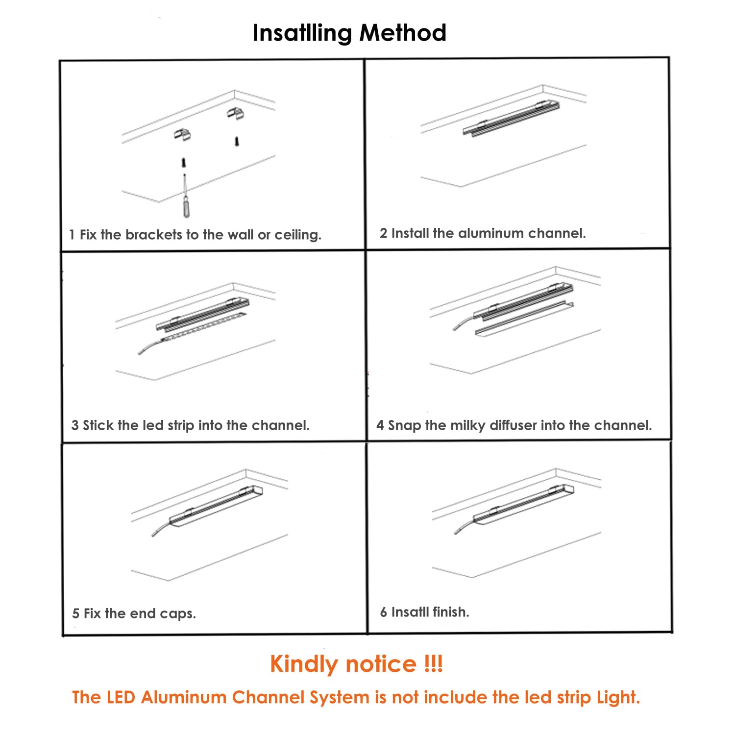 Besseto 10Pack 6.6Ft/2M Black Led Aluminum Channel,Led Strip Light Diffuser Aluminum Channel Profile Housing Extrusion For Under Cabinet Counter And Stairs (Black-10Pack 6.6Ft)