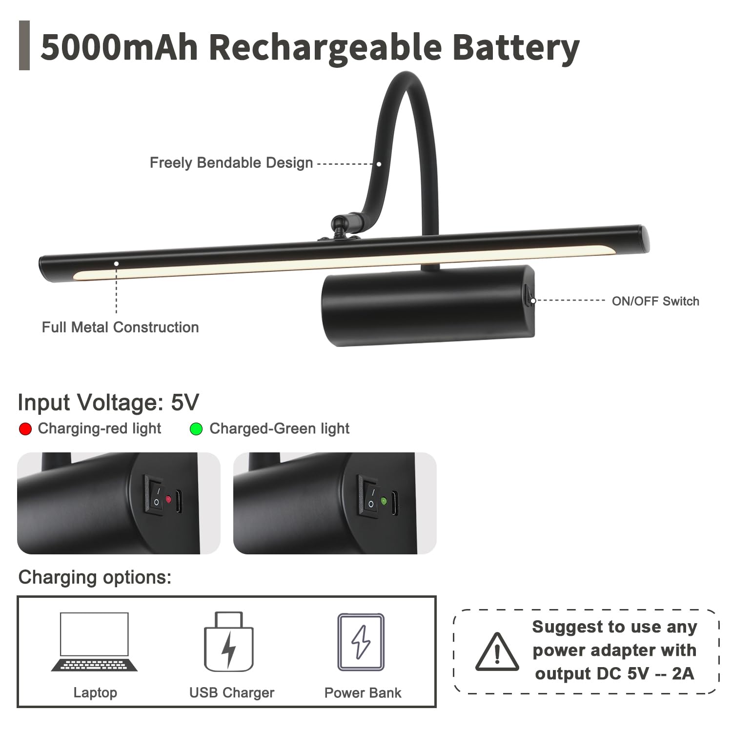 Joosenlux 16&quot; Dimmable Led Picture Light - Battery Operated, Wireless, Remote Controlled, Adjustable
