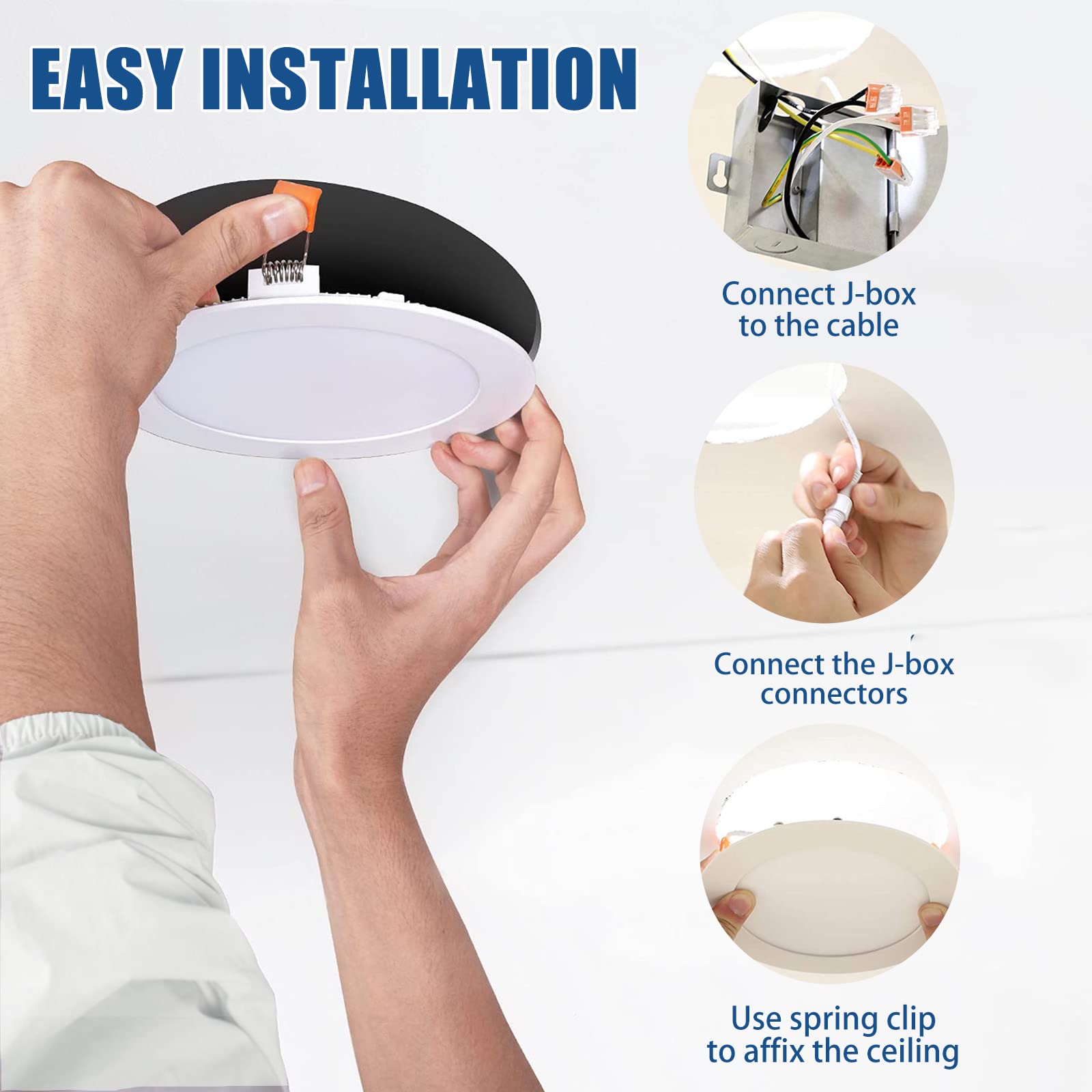Oukeeto 6 Inch Led Recessed Light, 3000K/ 4000K/ 5000K 3 Color Selectable, 14W=100W 1400Lm Ultra-Thin Dimmable Downlight Led Ceiling Light With Junction Box - Etl And Energy Star Certified(12 Pack)