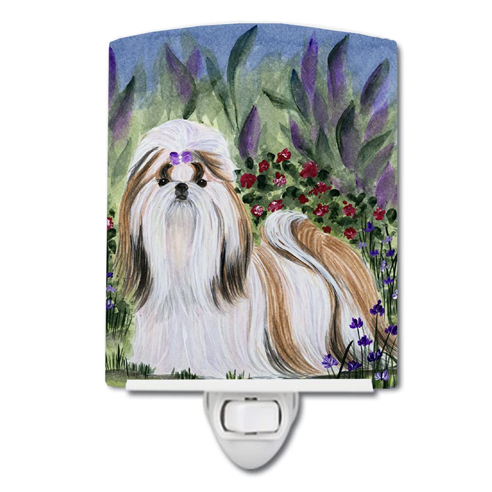 Caroline'S Treasures Ss8034Cnl Shih Tzu Ceramic Night Light Compact, Ul-Certified, Ideal For Bedroom, Bathroom, Nursery, Hallway, Kitchen, 6X4X3, Multicolor