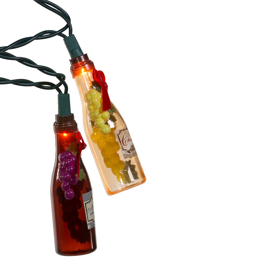 Kurt Adler Ul 10-Light Wine Bottle With Decal Light Set