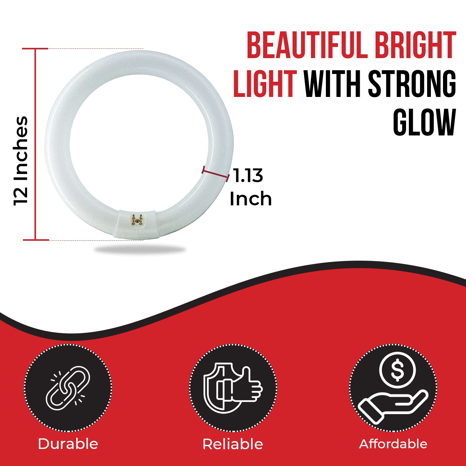 BULBMASTER FC12T9 32W 12 Inch Round T9 Fluorescent Circular Light Bulb, Daylight 6500K, G10Q 4-Pin Base,