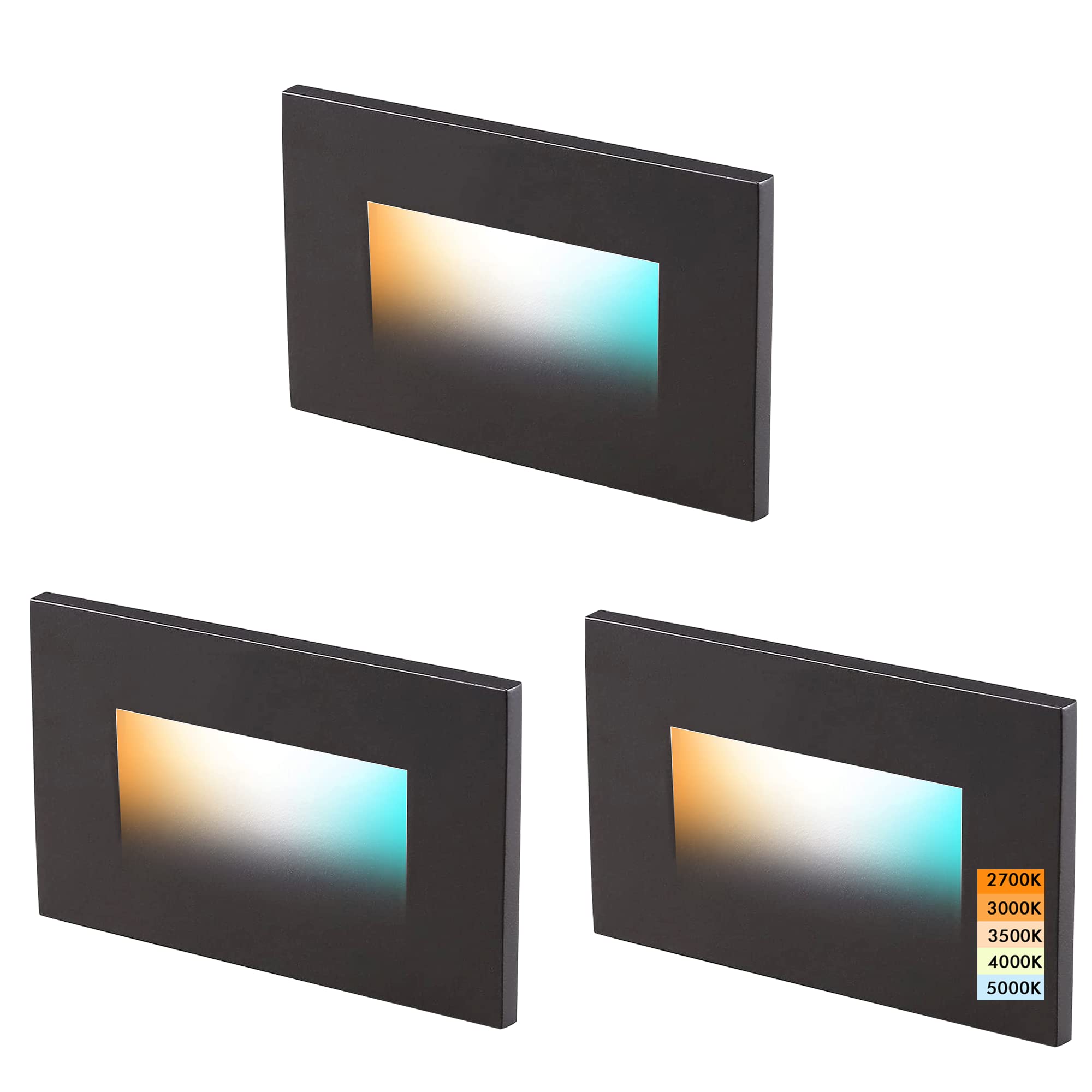 CLOUDY BAY 120V 5CCT Dimmable LED Indoor Outdoor Step Light,2700K/3000K/3500K/4000K/5000K,Stair Light,Oil Rubbed Bronze,Pack of 