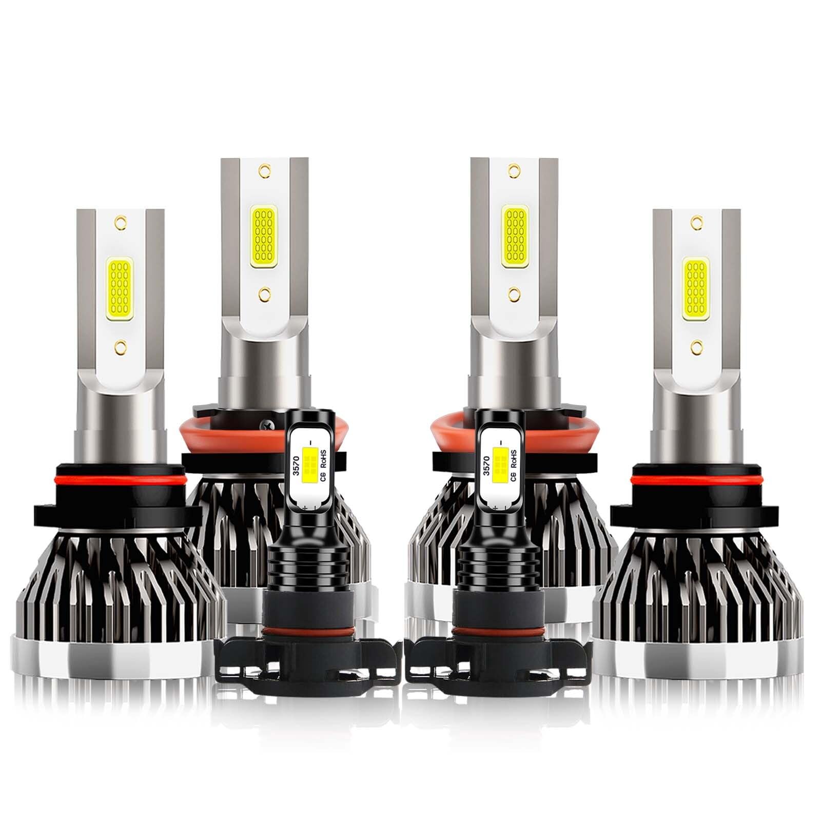 TXBILMOO Headlight Bulb Combo, 9005 High Beam + H11 Low Beam + 5202 Fog Light, 600% Brightness, Fit For Chevy Silverado 2007