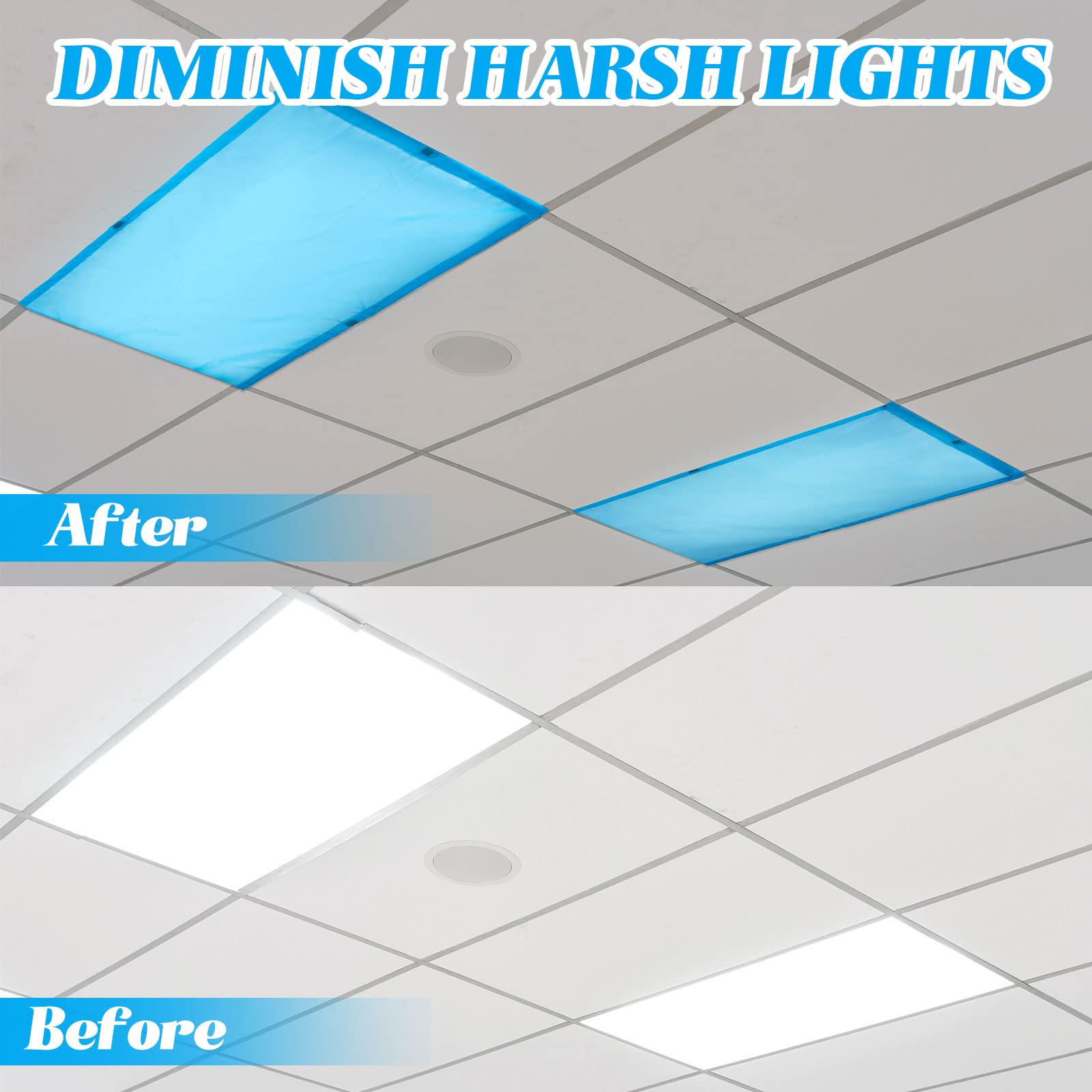 Patelai Fluorescent Light Cover, 4 x 2 Feet, Magnetic Shade with 10 Magnets, Solid Color, Model PT-Patelai-3147, White