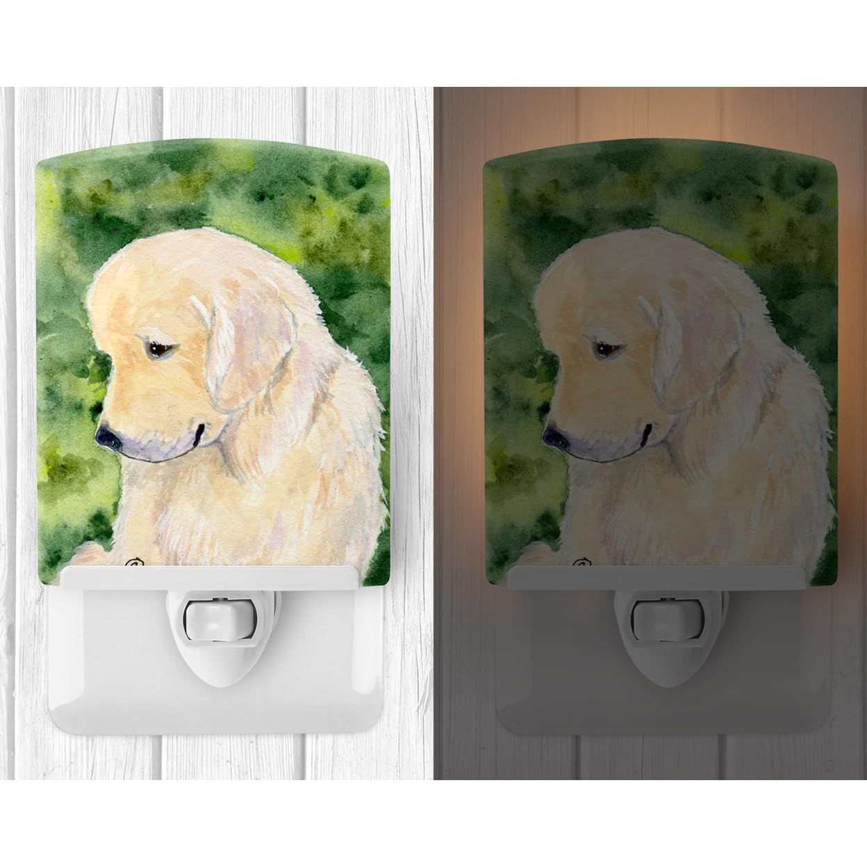 Caroline'S Treasures Ss8757Cnl Golden Retriever Ceramic Night Light Compact, Ul-Certified, Ideal For Bedroom, Bathroom, Nursery, Hallway, Kitchen, 6X4X3, Multicolor