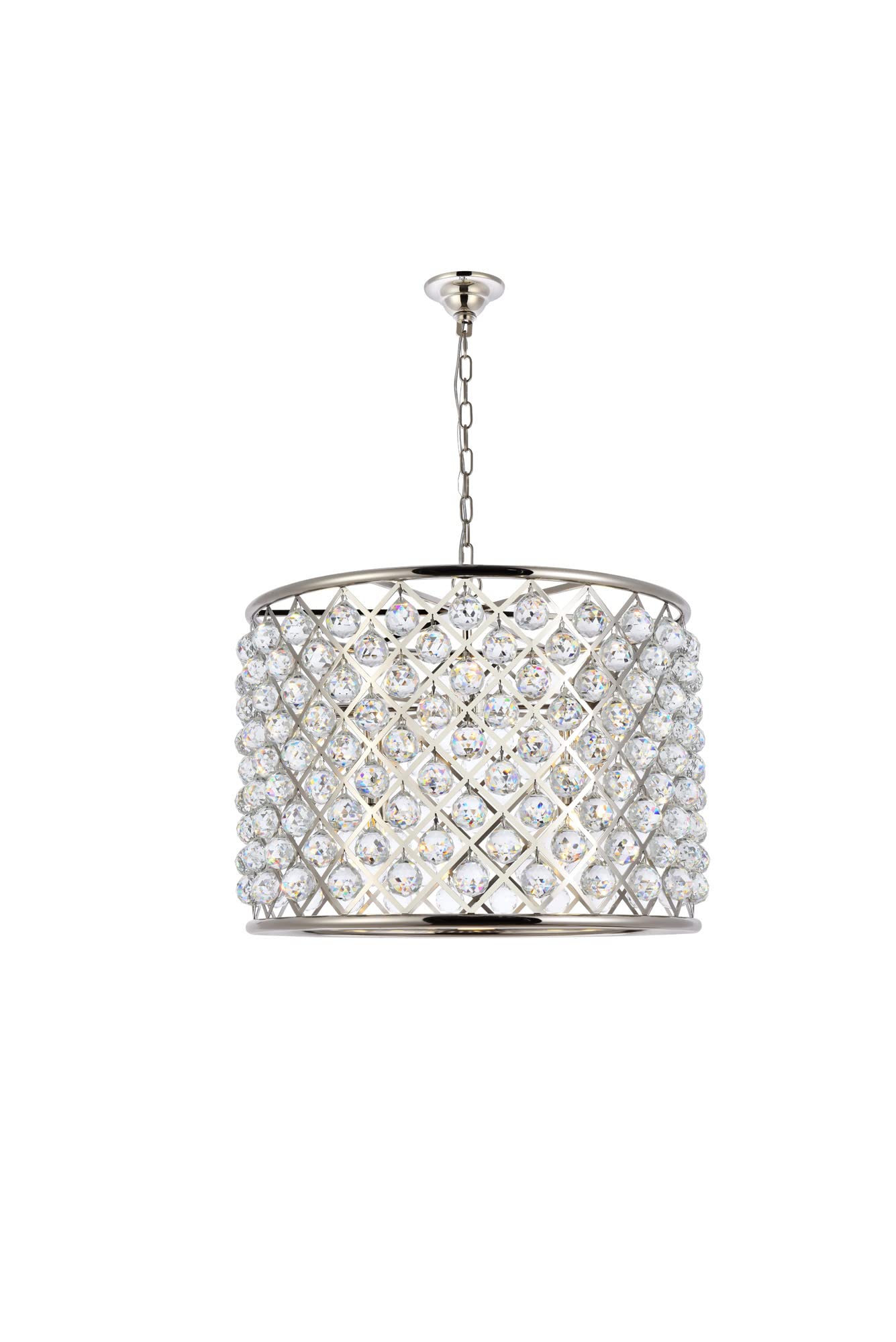 Elegant Lighting 8-Light Pendant Lamp Royal Cut Crystals 27.5inx27.5inx21in Polished Nickel Model 1206D27PN/RC