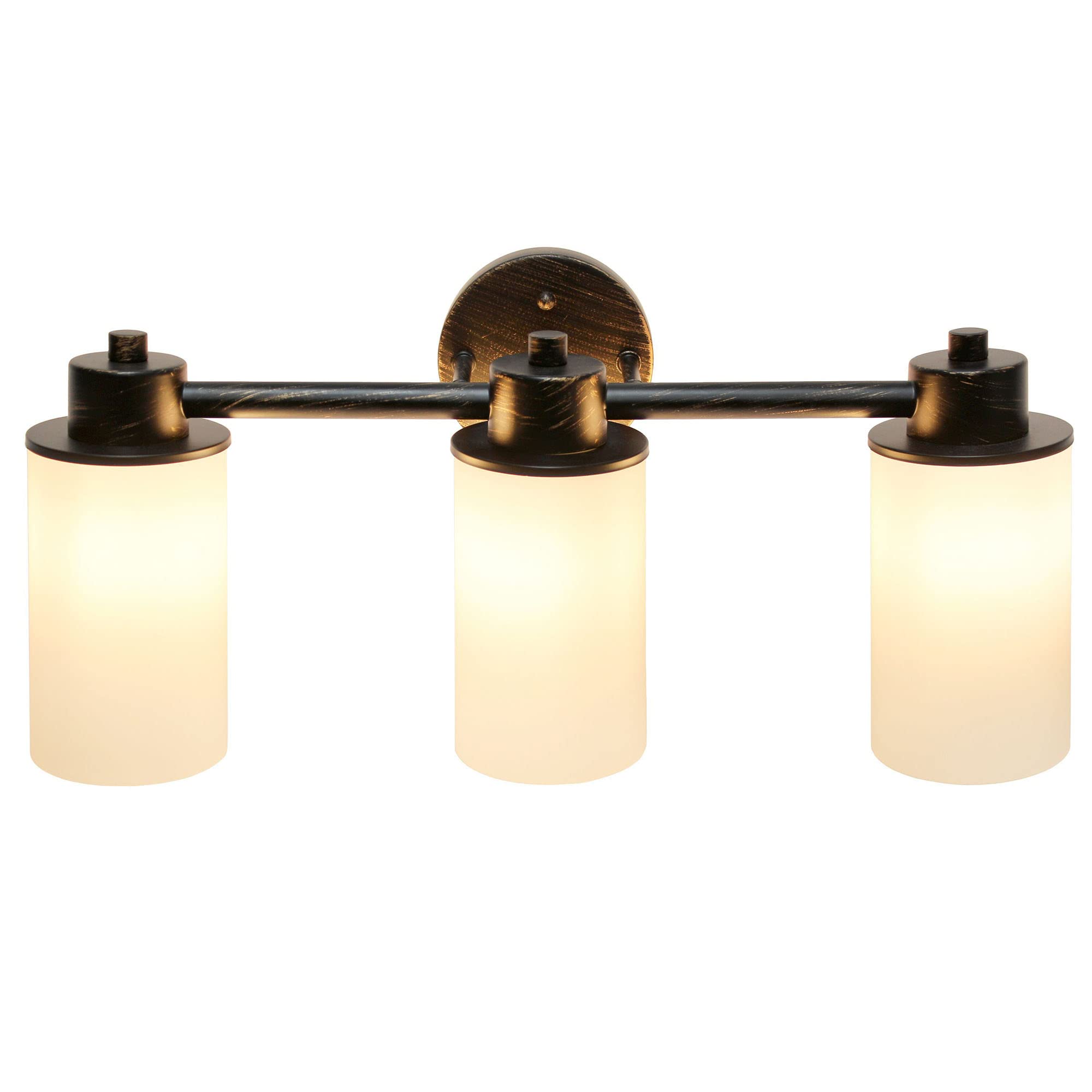Simple Designs VT1024-ORB 20.75in Wall Mounted Vanity Fixture, 3 Light, Metal & Milk White Glass, Oil Rubbed Bronze