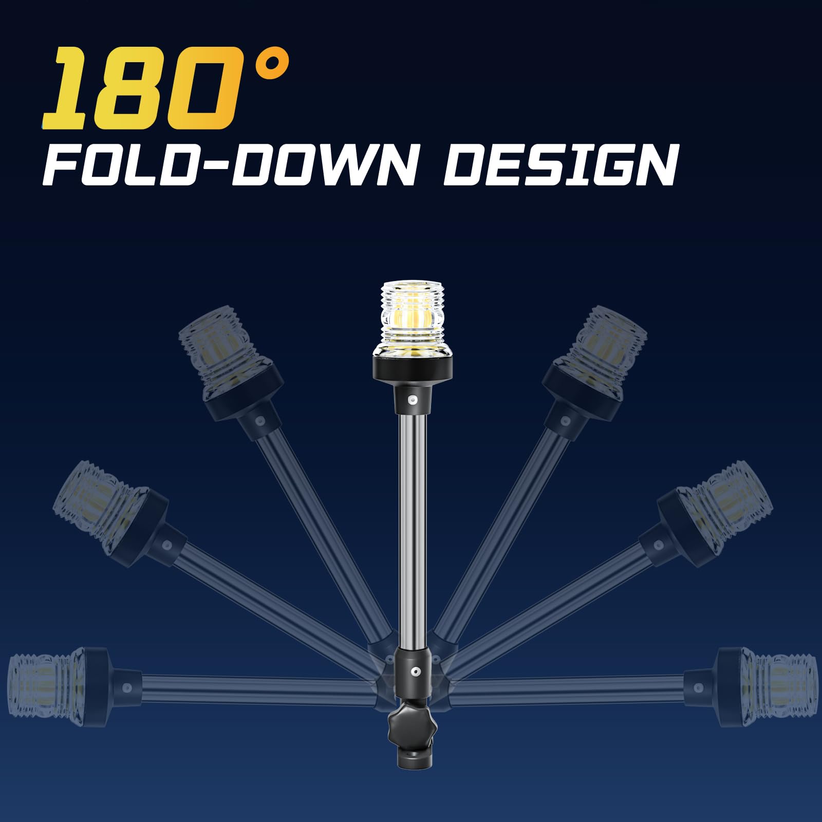 Ambipasion 12 Inches Bimini Light For Pontoon Boat  Pontoon Navigation Lights Anchor Light Stern Lights For Bimini Top Mount Waterproof Ip67  White Fold Down Led Marine Boat Rear Running Lighting