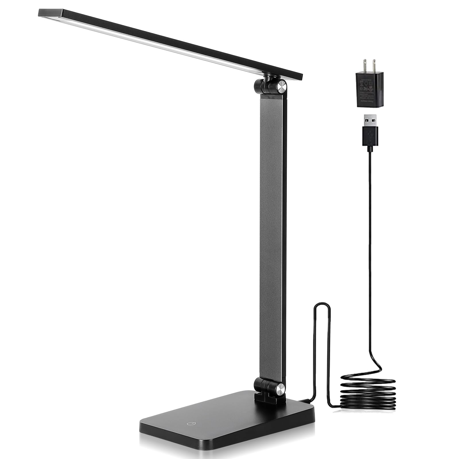 LED Desk Lamp for Home Office, 3 Levels Dimmable Desk Light with USB Charging Port, Small Study Lamp, Reading Light for Table, B