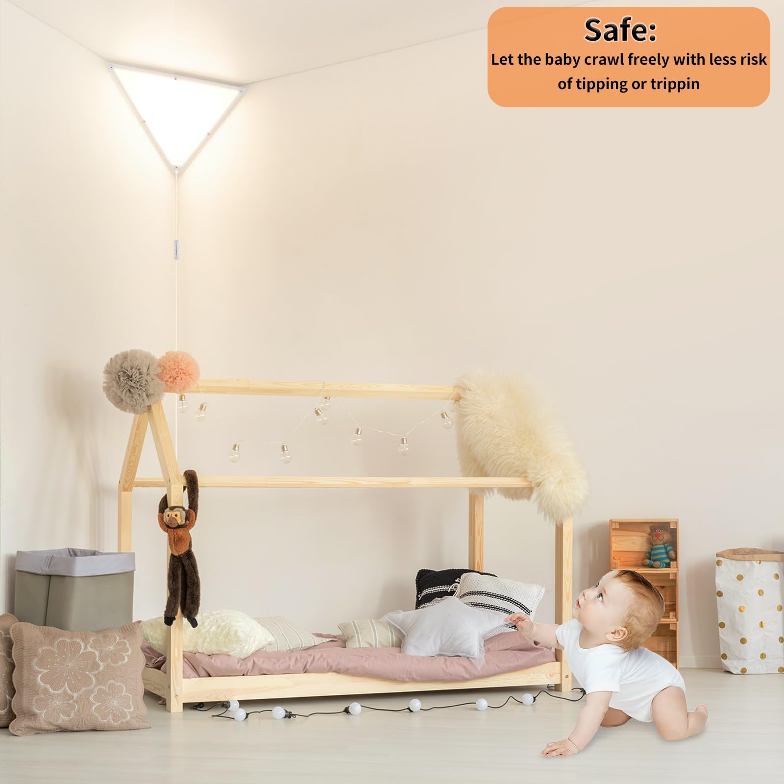 Zlierop Upgraded Corner Lights For Living Room, 22W 2200Lm Led Corner Light, Corner Light With 10 Ft Cord, 3000 4000 6000K Plug