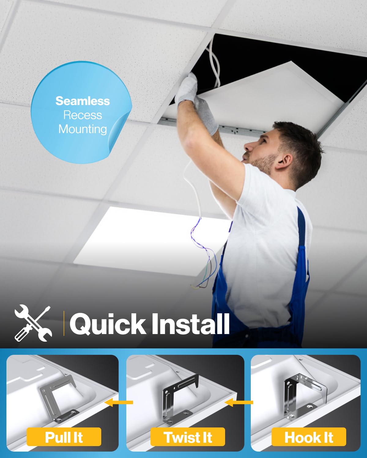 Sunco 24 Pack 2x2 LED Flat Panel Light for Drop Ceiling, Commercial Troffer Replacement Lighting Fixture, 4400 LM, 40W, Selectab