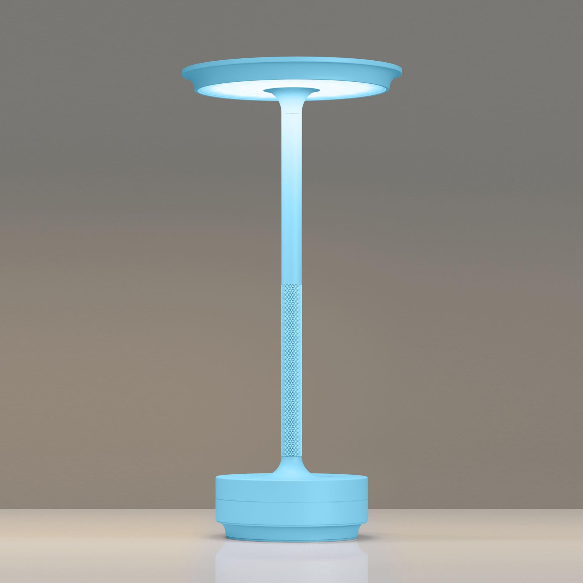 TBBGA Rechargeable Cordless Table Lamp, 5000mAh, LED, 3 Color Dimming, Aluminum, Model T106C, Blue