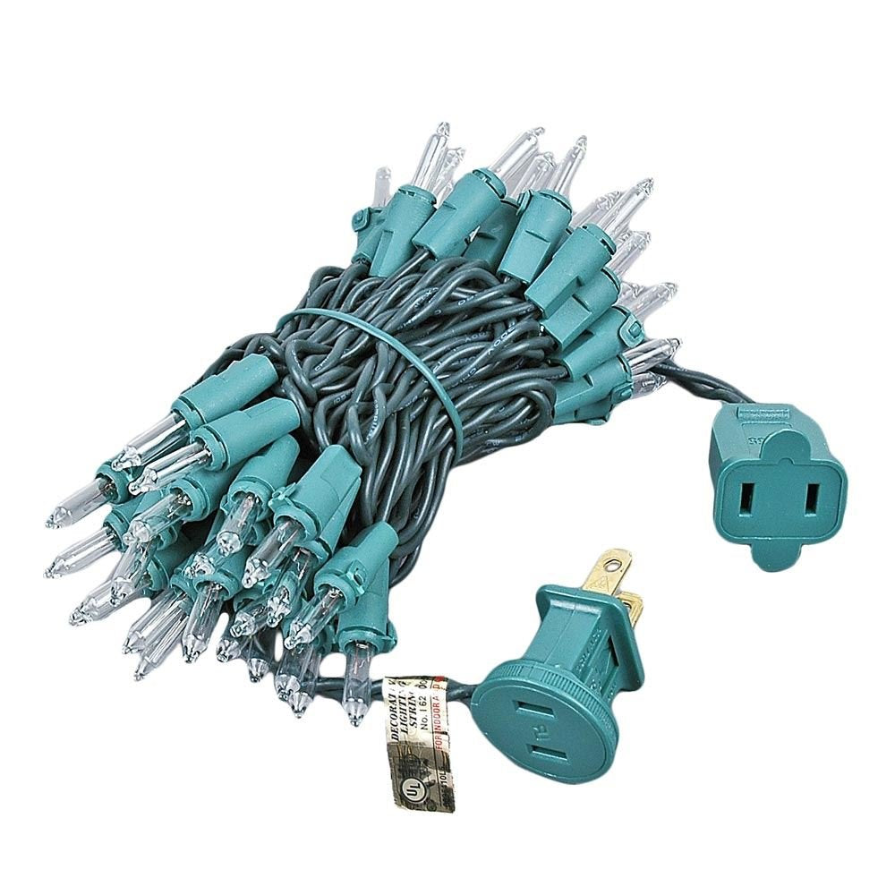 Novelty Lights 50 Light Clear Christmas Mini String Light Set, Green Wire, Indoor/Outdoor Ul Listed, 11' Long