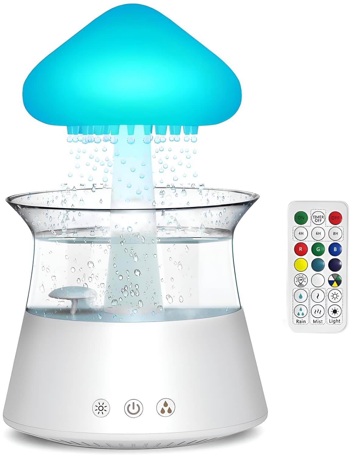 Rain Cloud Mushroom Humidifier Lamp - Soothing Waterfall Night Light with Rain Sounds, Sleep Aid & Relaxation Desk Lamp, Ideal G
