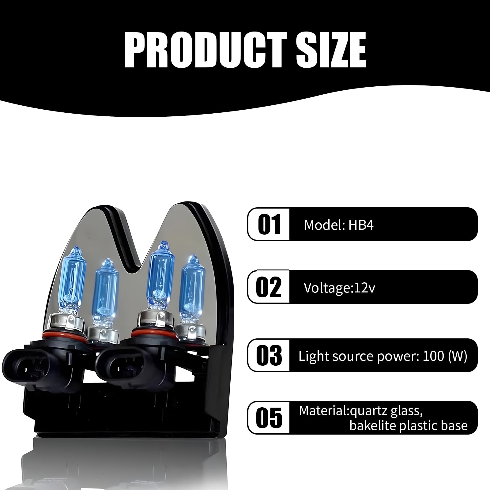 Flygun 9006 Car Halogen Bulbs, Ultra White Light, 12V 100W, 2 PCS, High Beam Low Beam, Fits Most Cars, Trucks, SUVs