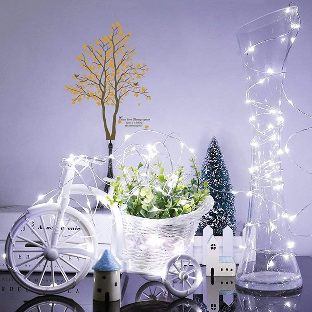 Twinkle Star 33FT 100 LED Silver Wire String Lights Fairy Lights Battery Operated for Christmas Wedding Party Home Holiday Decor