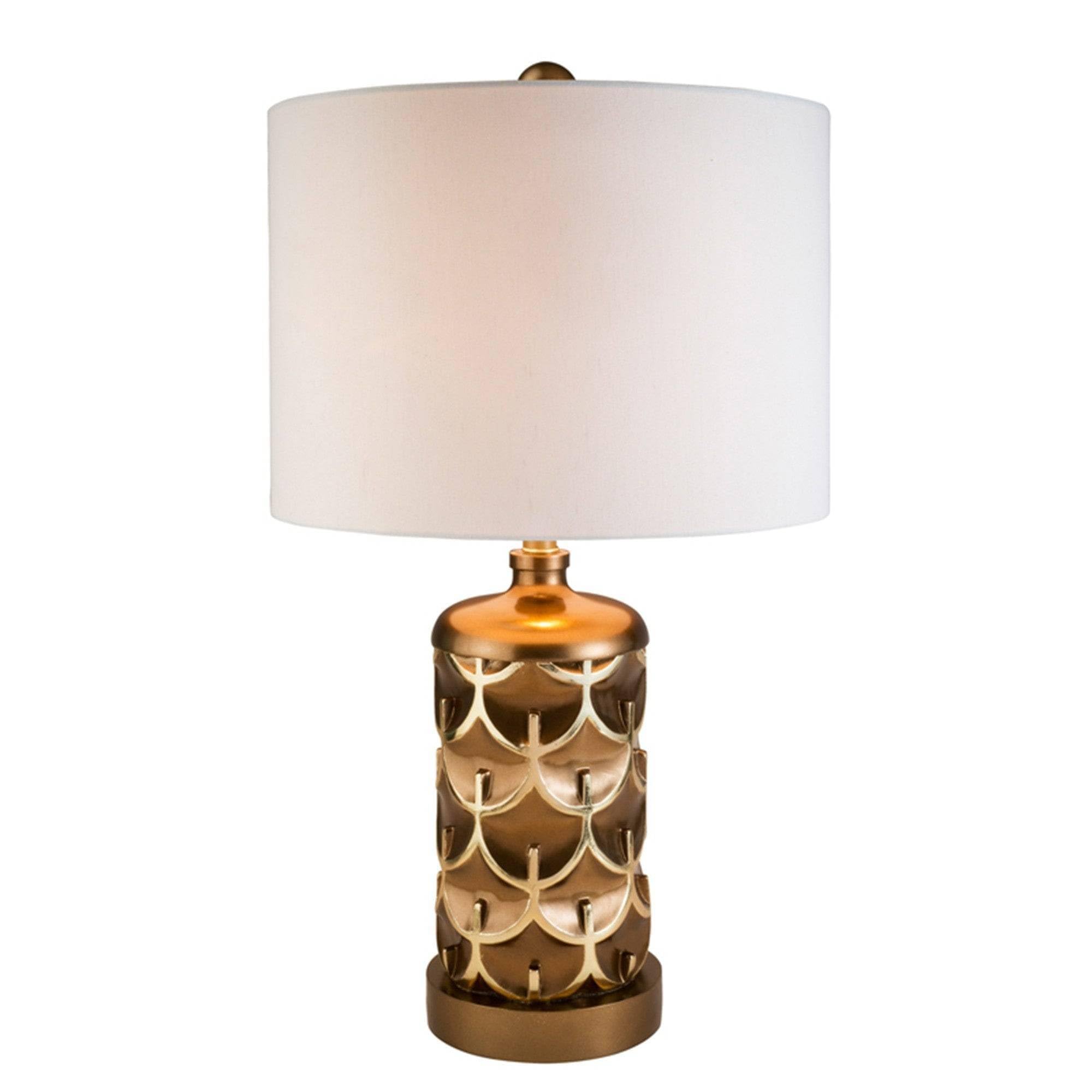 HomeRoots Geo Table Lamp - Brown and Gold Design
