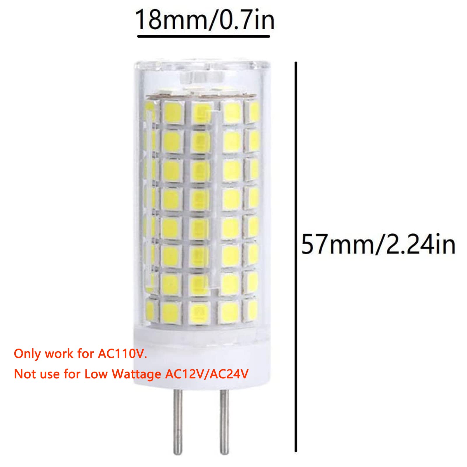 Lxcom Lighting Gy6.35 Led Bulb 10W Dimmable Corn Light Bulb (4 Pack)- 2835 Smd 102 Leds 90W Equal Daylight White 6000K G6.35/Gy6