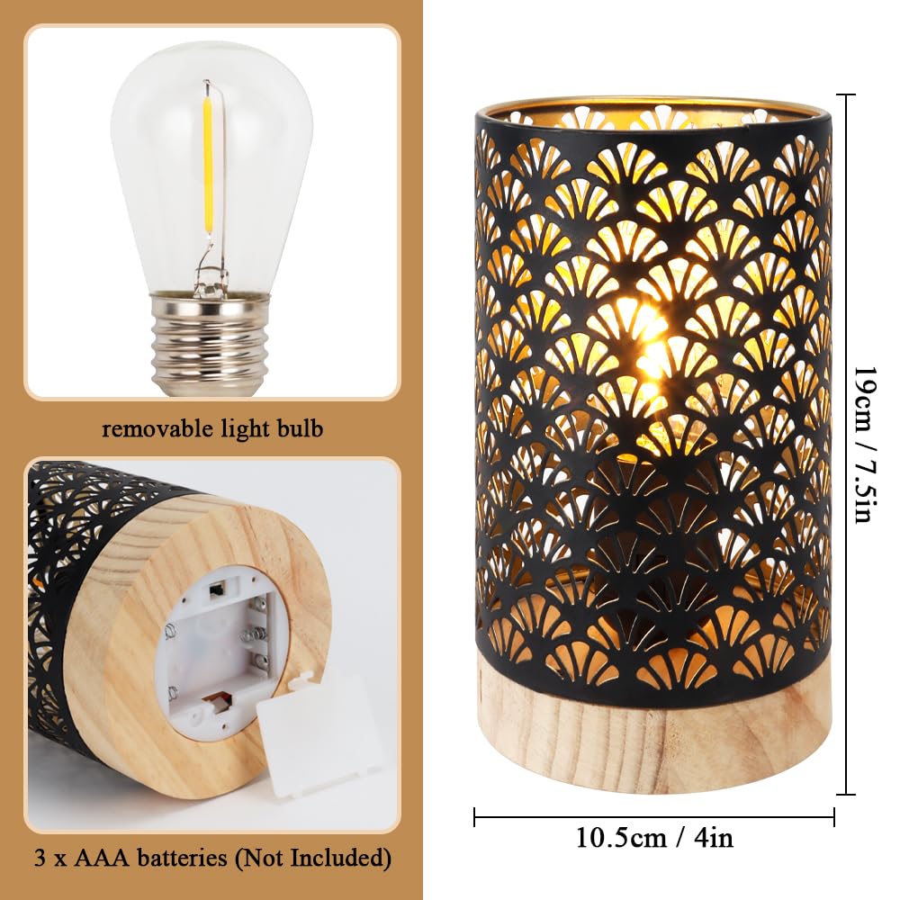 Jhy Design Metal Lamp Battery Powered 7.5''H Accent Cordless Lamp With 6-Hours Timer Battery Lamp For Weddings Party Patio Garde