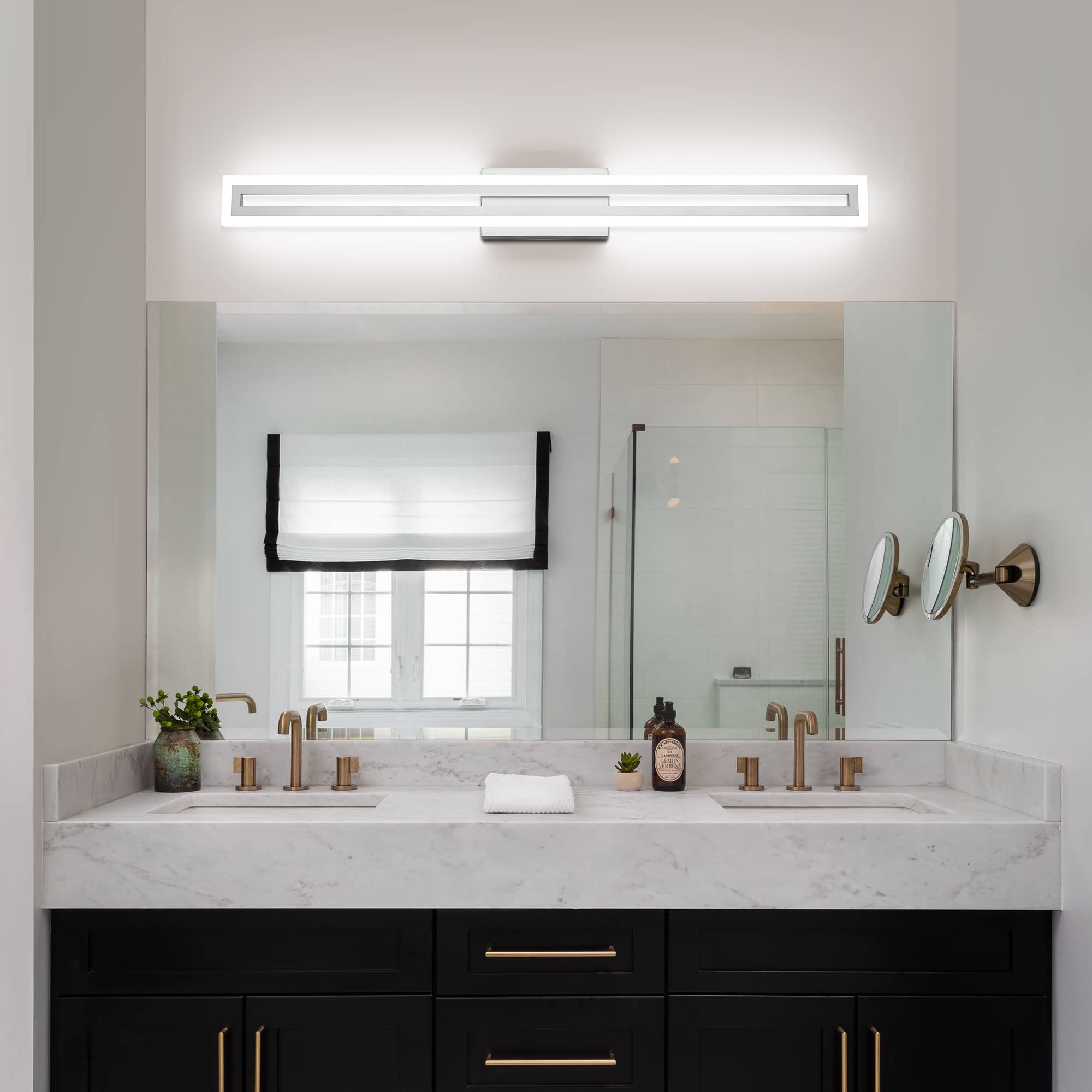 SOLFART LED Bathroom Light Fixtures Over Mirror 40 Inch Nickel Acrylic 6000K Model S8300-1020mm Non-Dimmable