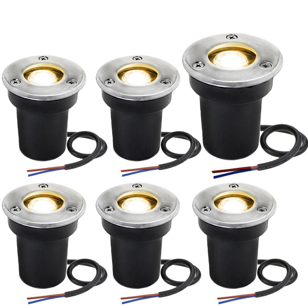 SUNRIVER Low Voltage Landscape Well Lights, IP67 Waterproof LED, 1W, 12V-24V, 6 Pack, Warm White