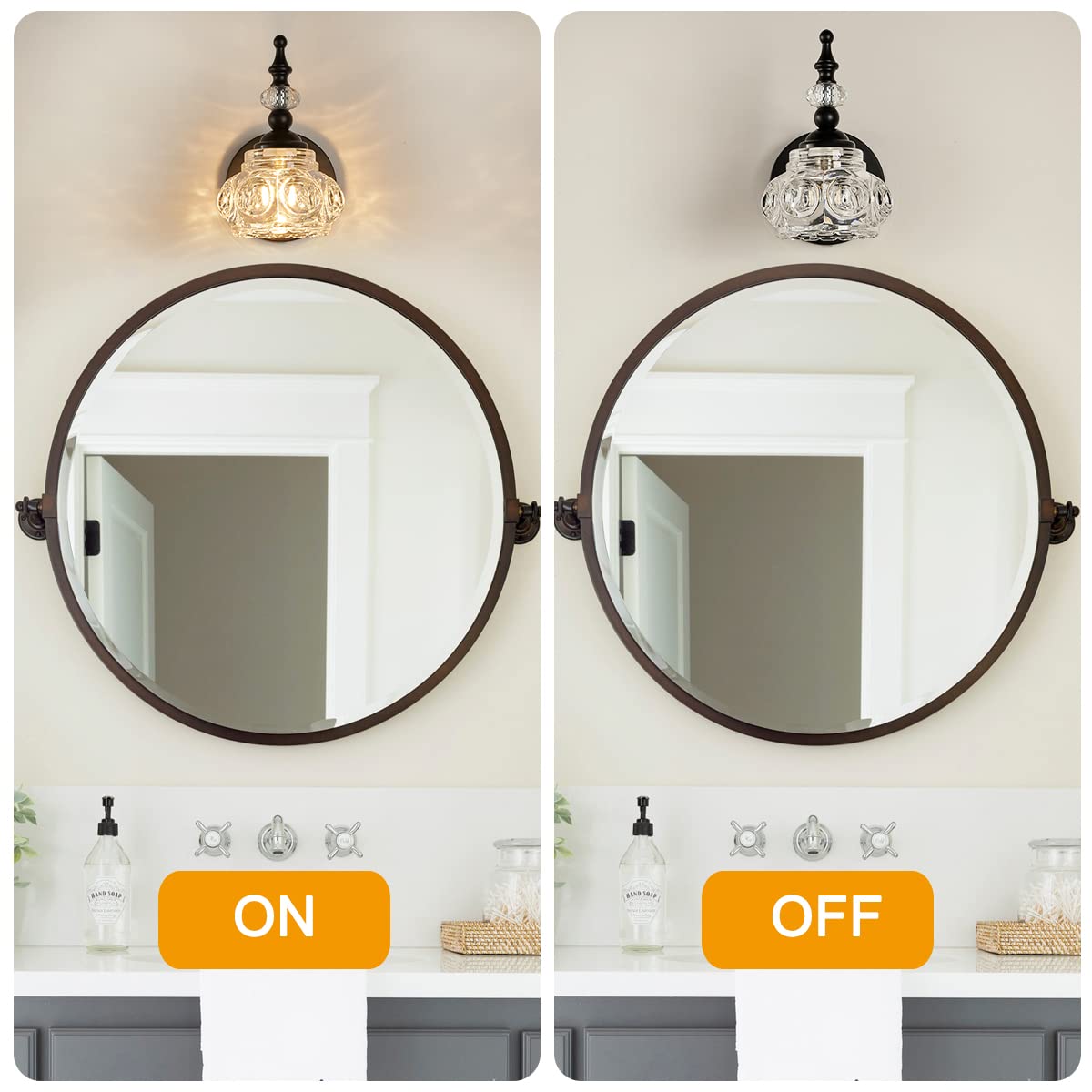 Zilanl Black 1-Light Bathroom Vanity Light Fixture With Glass Shade, Rust-Proof G9 Bulb Compatible