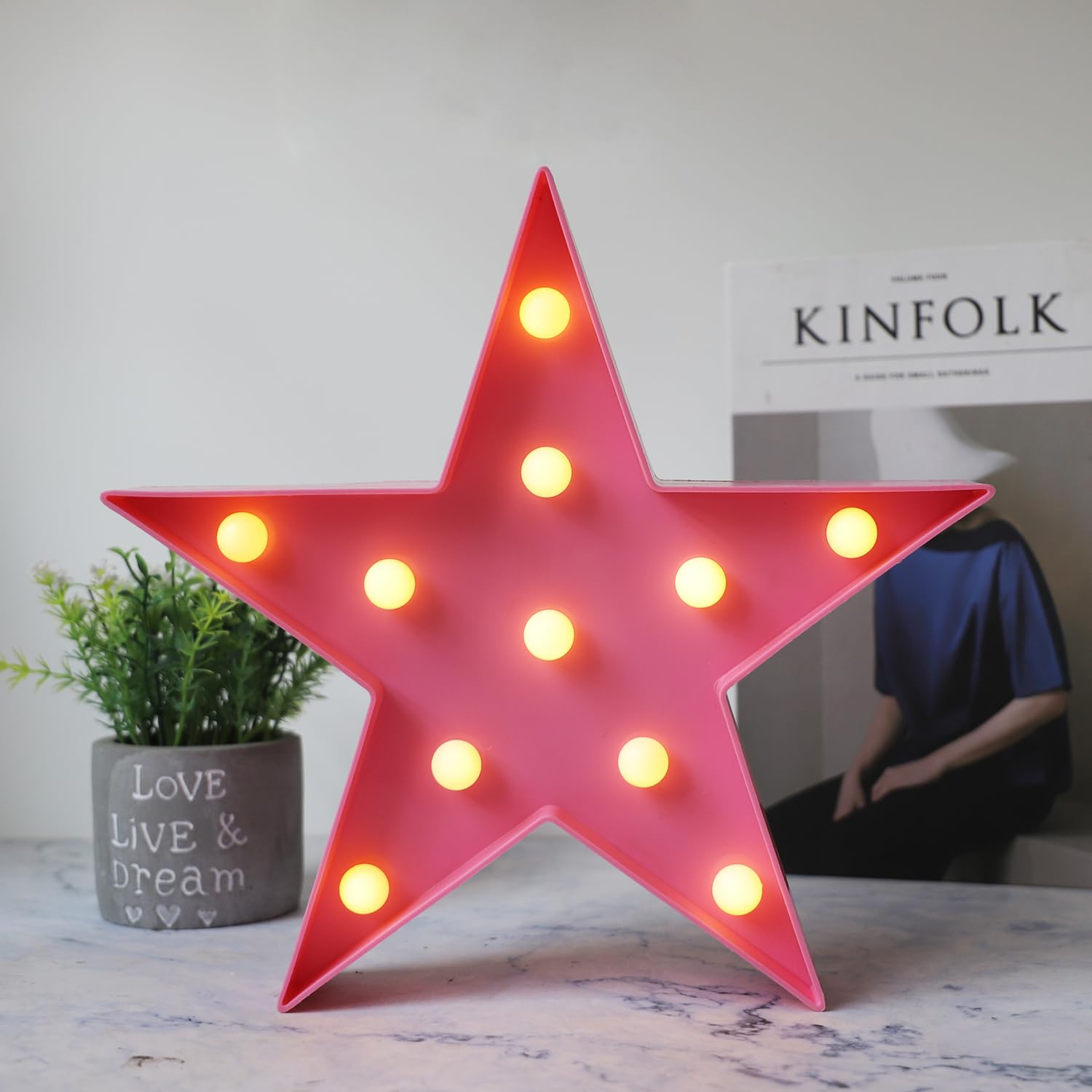 Led Marquee Star Sign Night Light, Battery Operated Star Shaped Desk Table Lamp For Kids, Baby, Child, Girl Gift, Nursery Room,