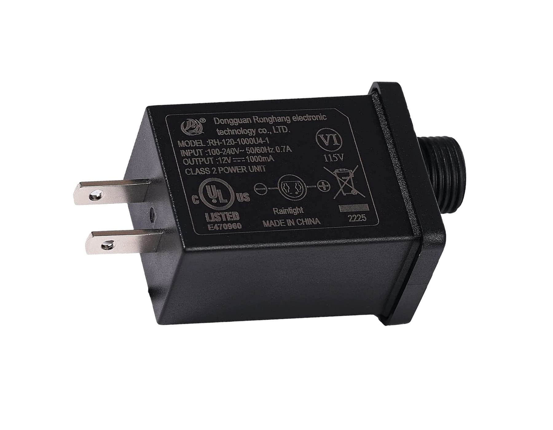 Slaige 12V-1000mA Inflatable Adapter Power Supply - Black, Model A-1000, IP44 Low Voltage Transformer for Yard Decorations
