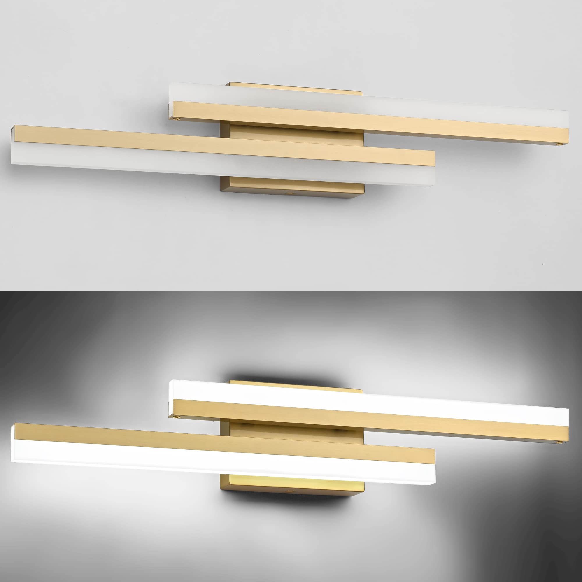 Presde 24Inch Dimmable Modern Led Bathroom Vanity Light Fixtures Over Mirror Gold Vanity Lighting(Cold White 6000K)