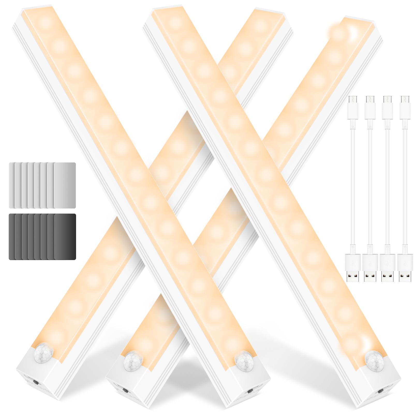 XSINOLI Under Cabinet Lights - Motion Sensor Light Indoor for Pantry, Closet, Kitchen, Bathroom - Battery Operated Magnetic Cabi
