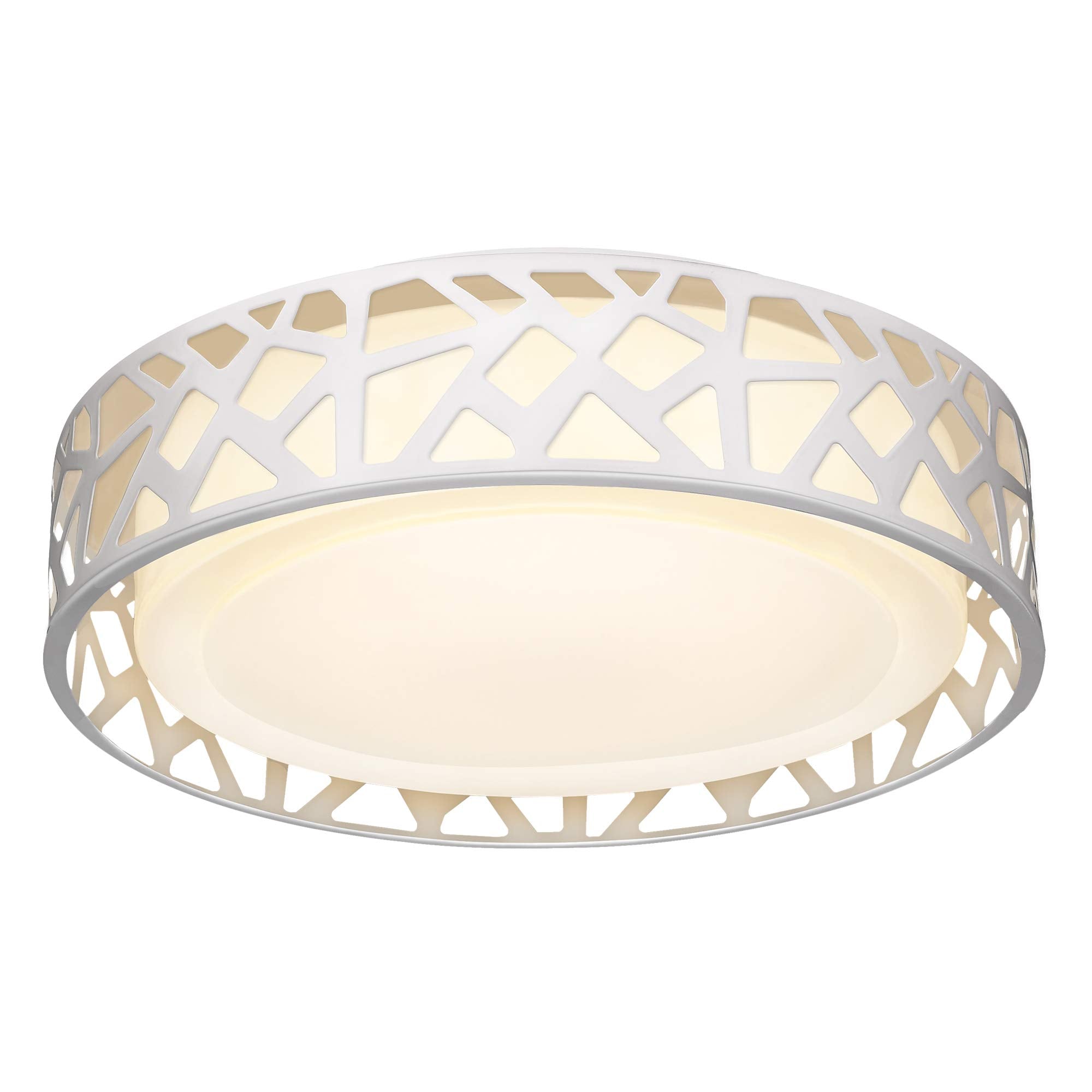 VICNIE LED Flush Mount Ceiling Light 20W 1400 Lumens 14 Inch Dimmable White Acrylic Shade Model XDB-002-20W-1