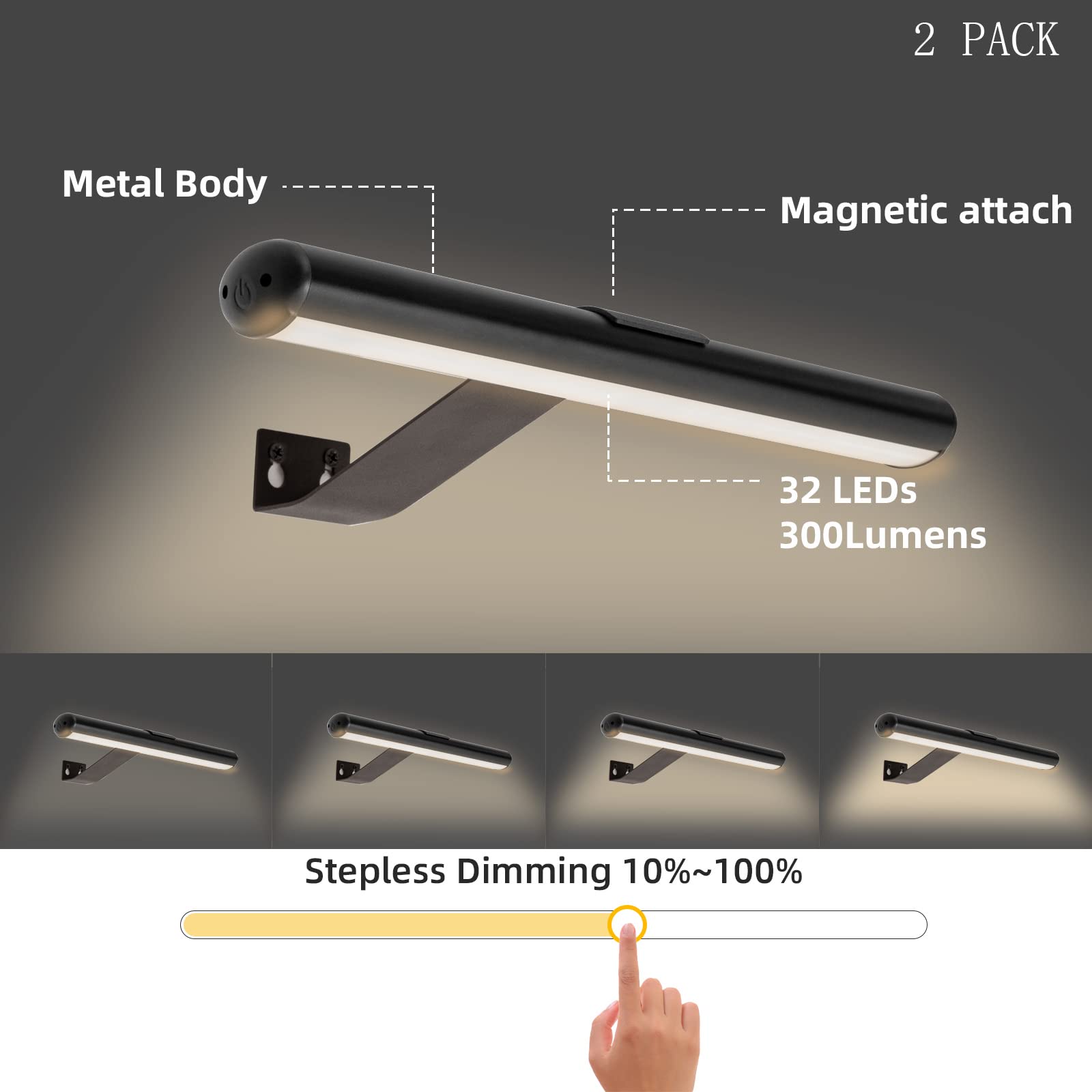 Picture Lights for Wall Art Rechargeable 5000mAh,Remote,Painting Light for Gallery, 3 Lighing Color Dimmable ,Full Metal Magneti