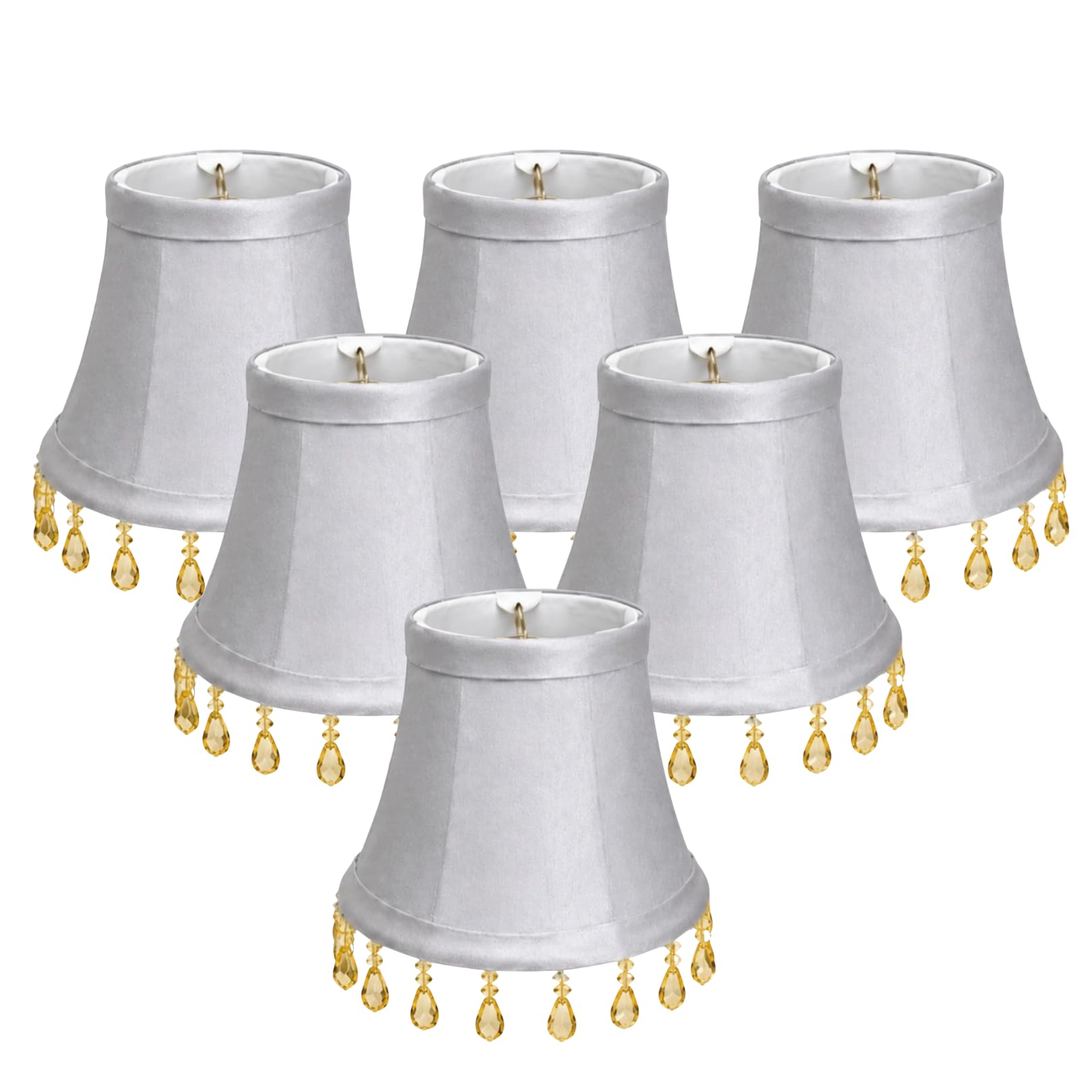 Royal Designs, Inc. CS-314B-5GR-6 Beaded Bell Chandelier Shade, 3 x 5 x 4, Gray, 6-Pack