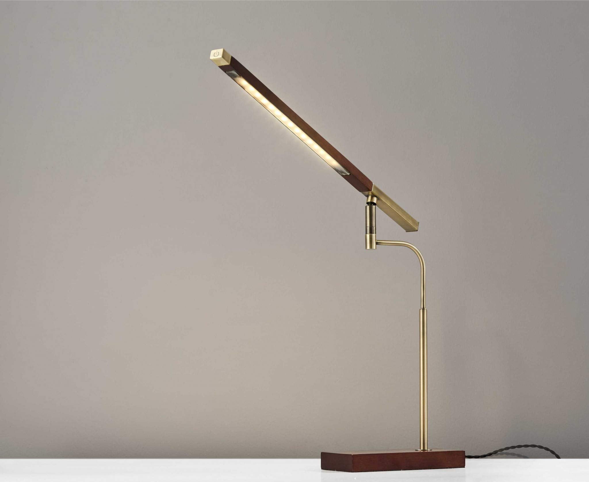 HomeRoots Lighting 22 X 16-23 X 16.5-28.5 Walnut Wood LED Desk Lamp