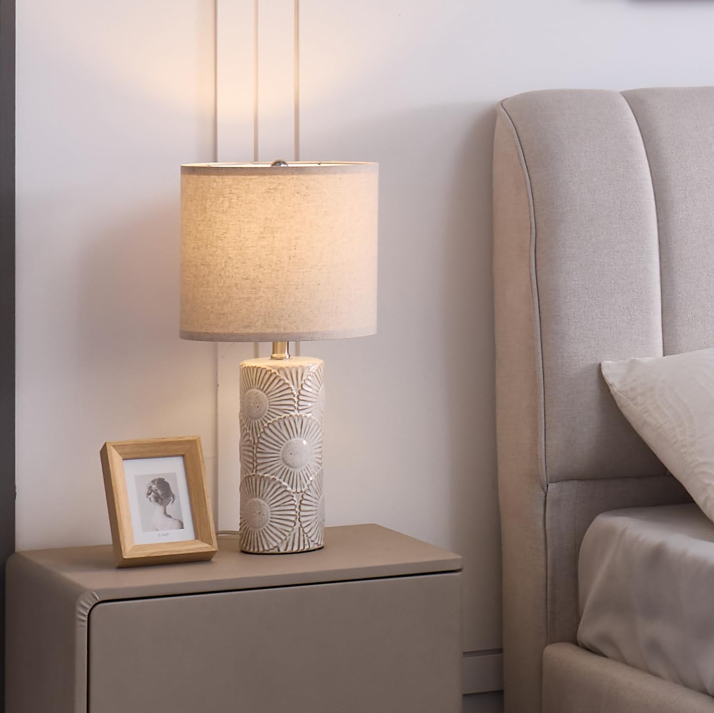 Dggdome 20.75'' White Lamps Set Of 2 For Living Room, Flower Table Lamps For Bedroom Set Of 2, Farmhouse Ceramic Lamp For Consol