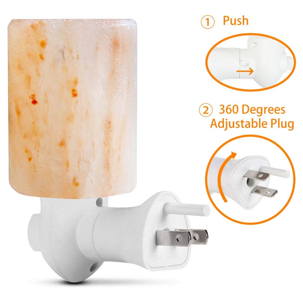 pursalt Himalayan Salt Lamp Night Light 2 Pack, Adjustable Wall Plug, Cylinder Size, Pink Rock Salt, Includes 4 Replacement Bulbs