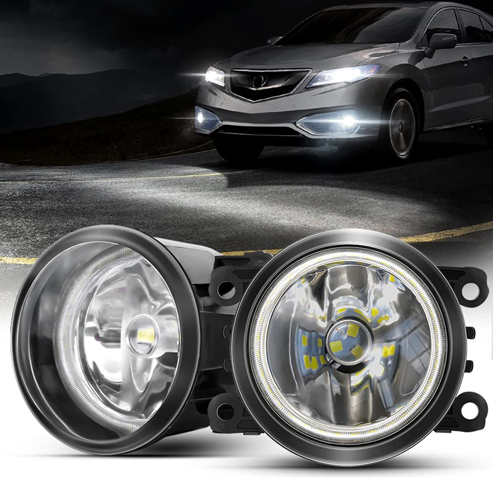 Cawanerl 2in1 Halo Ring Fog Lights LED with Angel Eye DRL for Honda Acura Models 12-15, Includes 33900-T0A-A01, 33901-TY