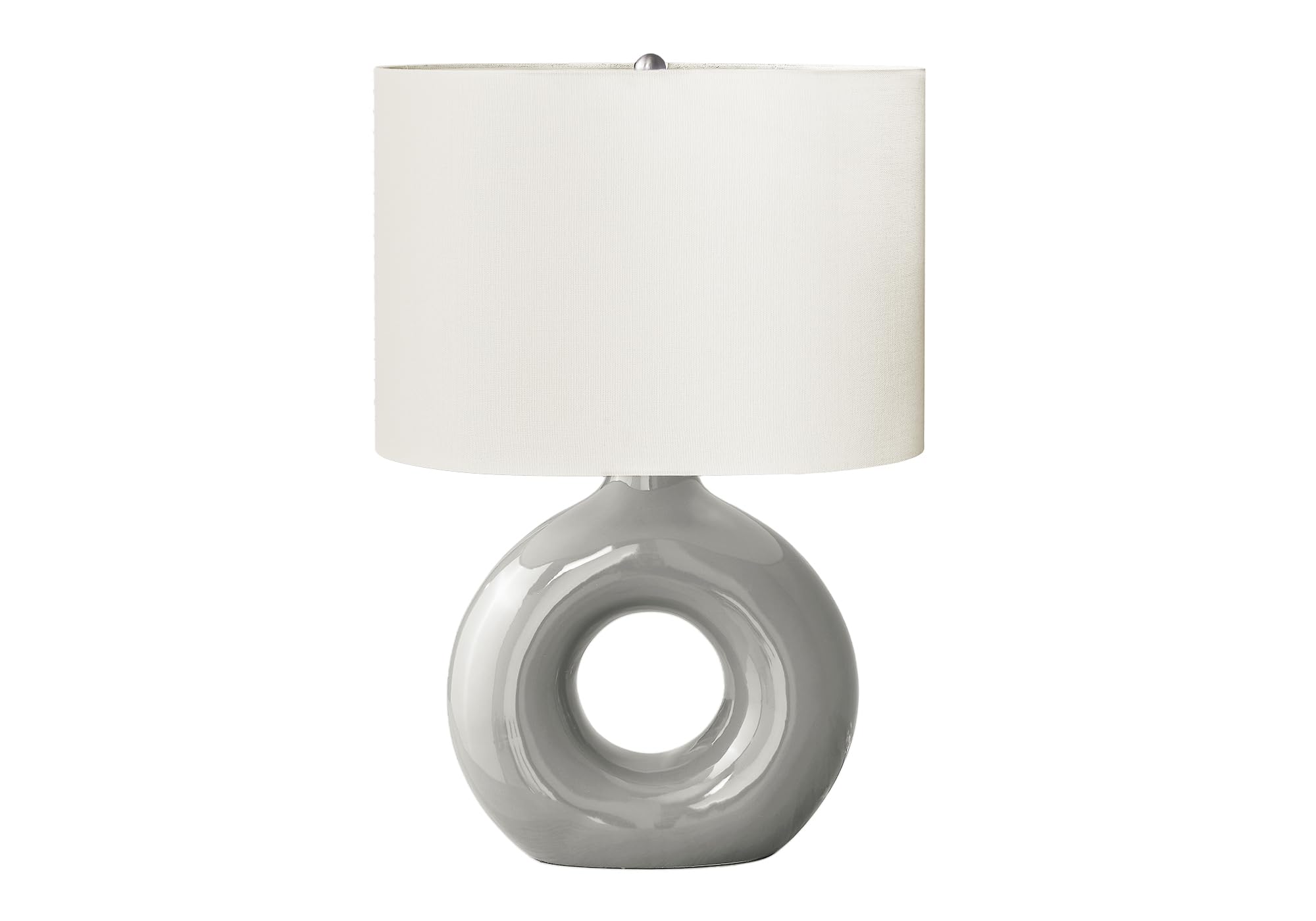 Monarch Specialties Table Lamp I 9668, 24in H, Gray Ceramic, Ivory/Cream Shade, Contemporary Design