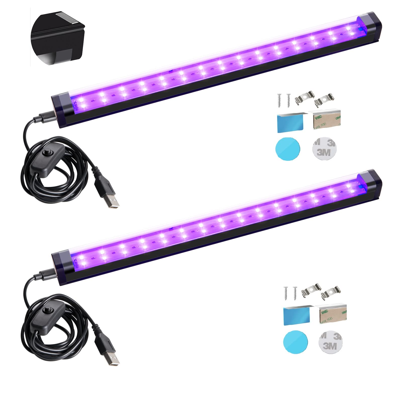 Thlifure 10W Black Light Bar 1Ft Led Uv Strip Lights For Body Paint & Glow Parties, 2 Pack