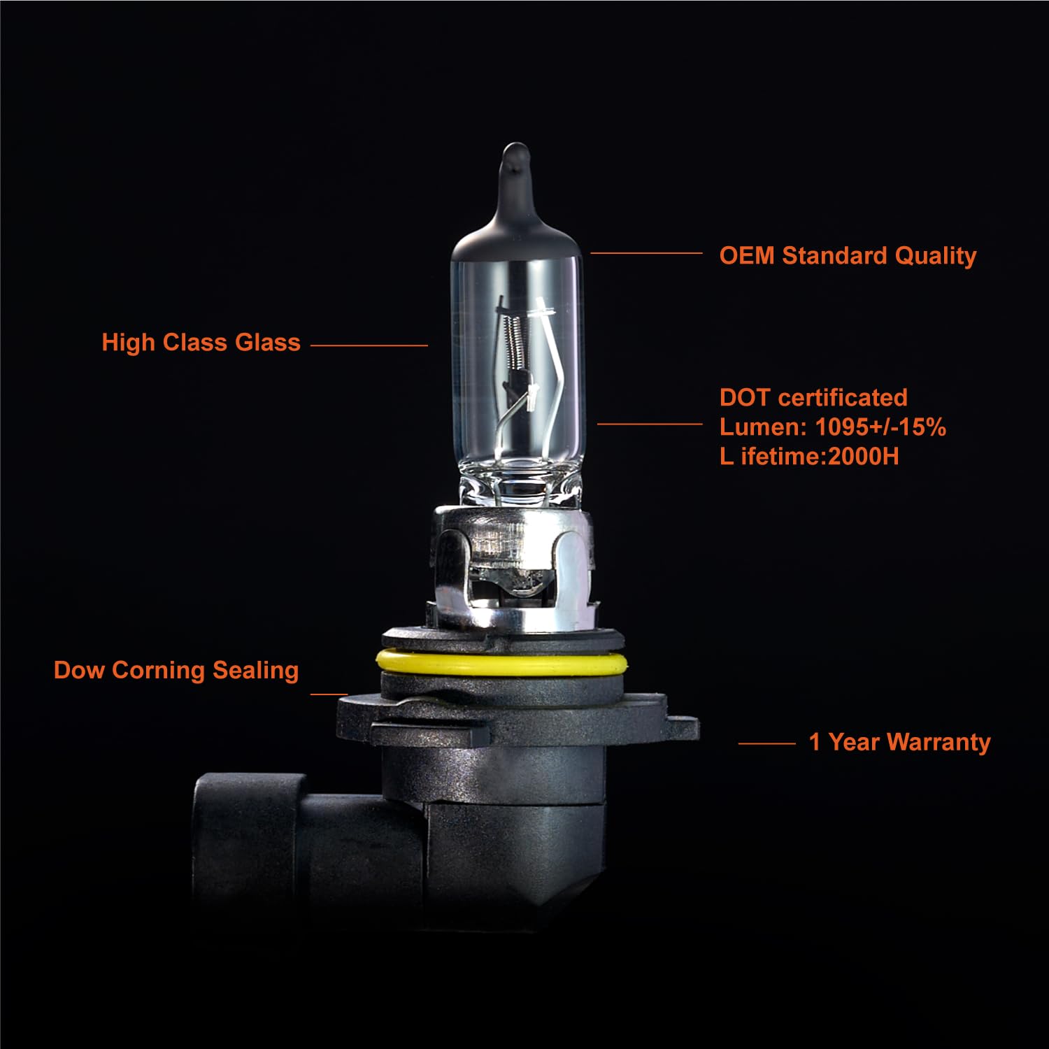 Gentle King Halogen Headlight Bulb, 55W, High Performance for On/Off-Road, HB4-2PACK, GK-9006, Glass
