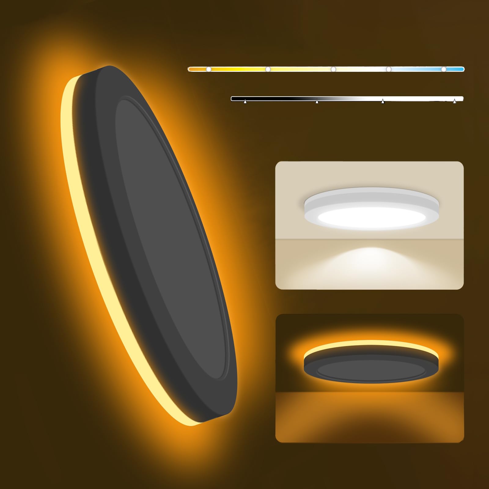 Sofiton 7 Inch LED Flush Mount Ceiling Lights with Nightlight, 2700K/3000K/3500K/4000K/5000K 5CCT Selectable Ceiling Light Fixtu