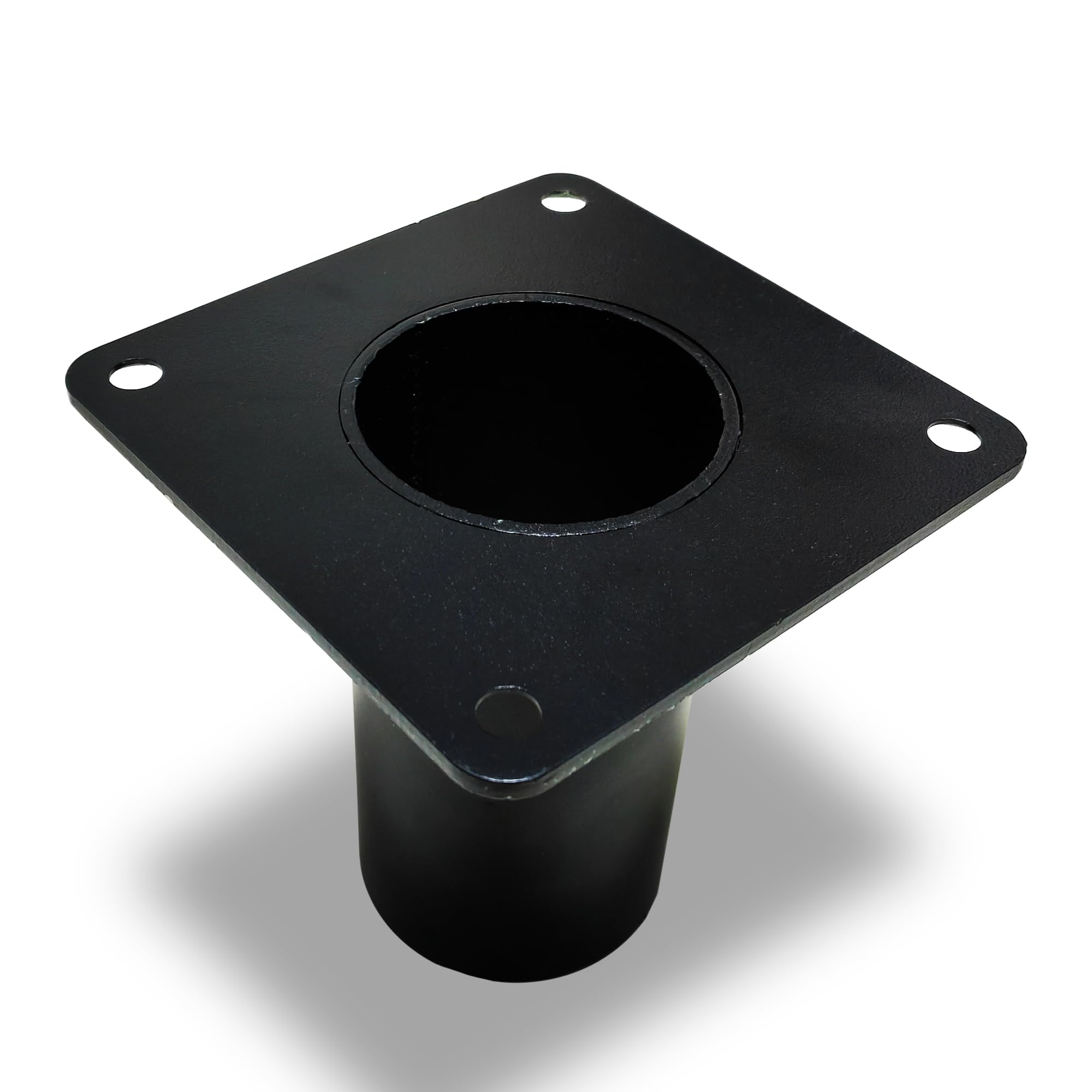 MiDive 3 Inch Pier Mount Base - Heavy Duty Black Metal Post Light Bracket for Mailbox, Light Pole, Flagpole