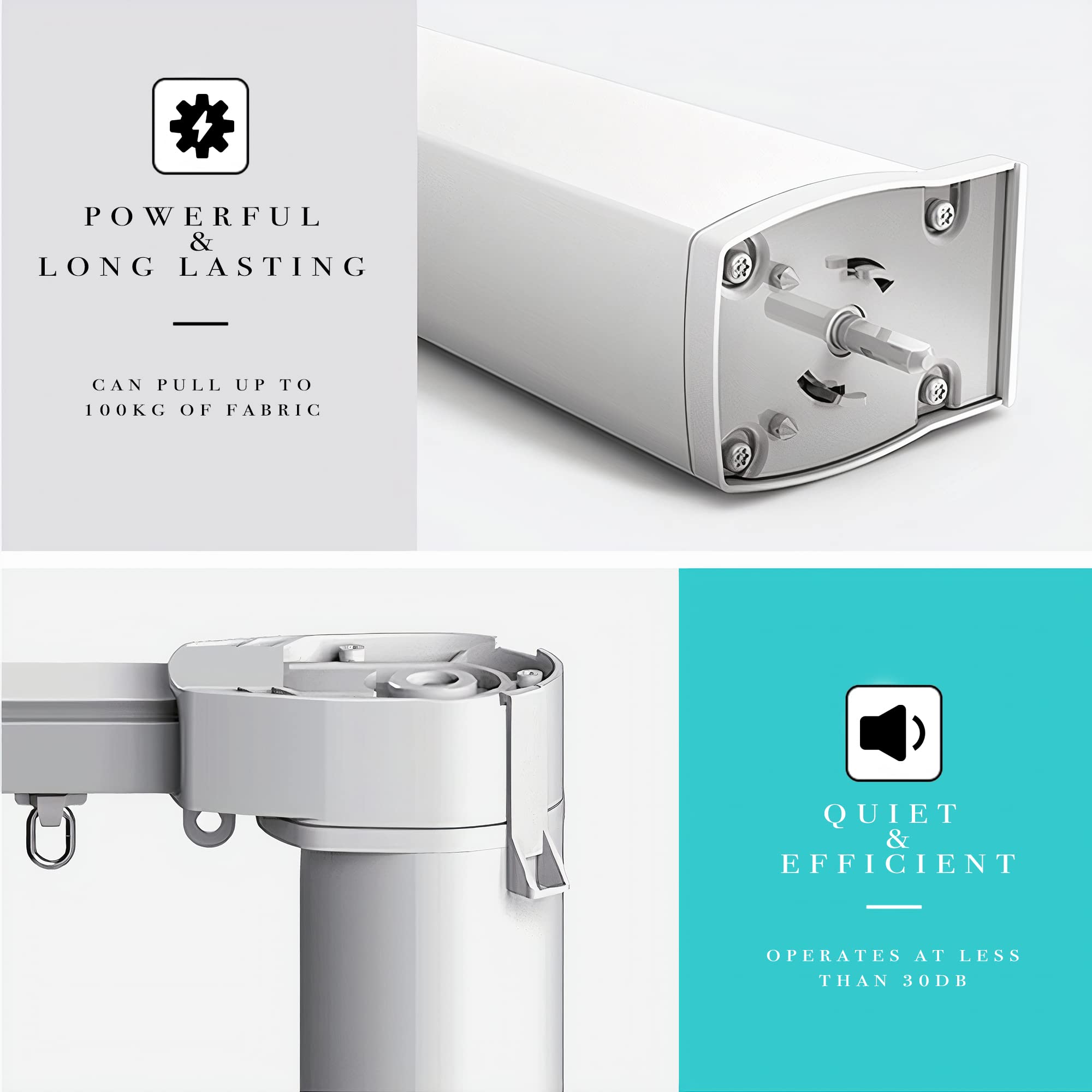 Quoya Smart Electric Curtain Track AT5810?Up to 3m(118in) - Motorised and Adjustable ?, with Automated Rail Motor with App, Voic