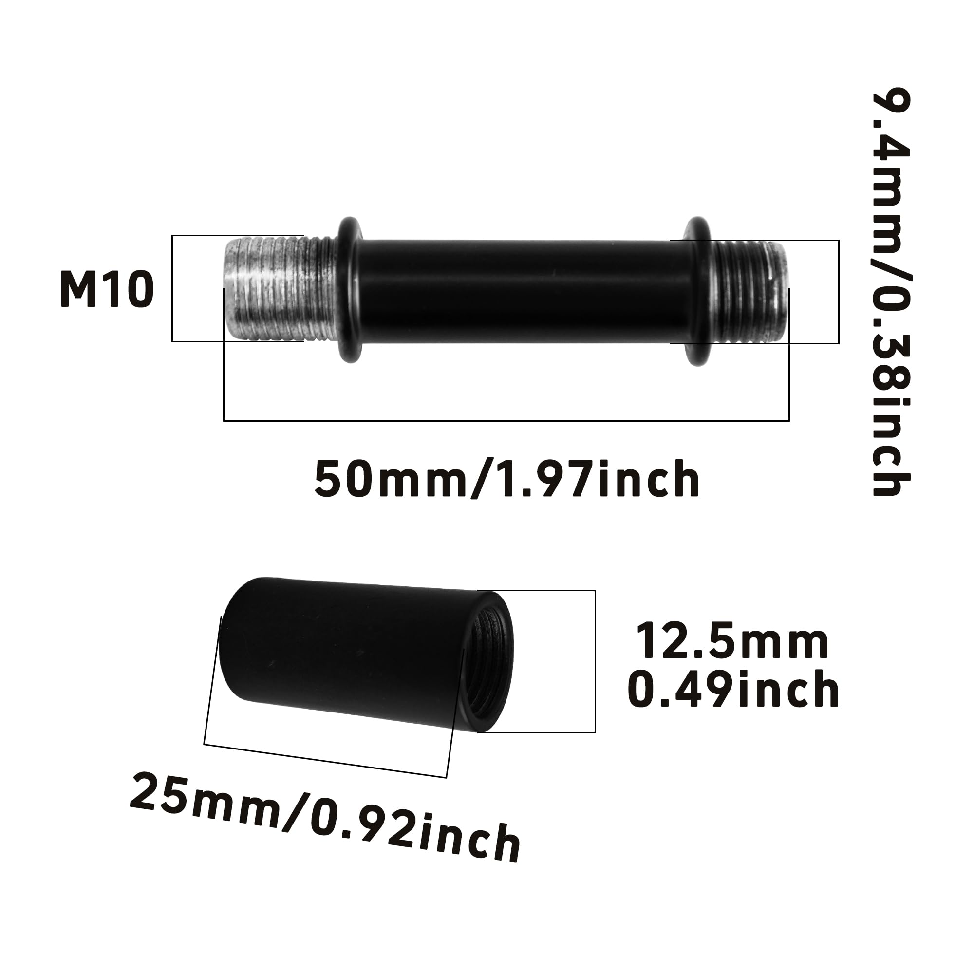 Auxbc 2” Straight Pipe Lamp Stem Kit - M10 Double End Threaded Rods For Diy Floor/Table Lamps & Ceiling Lights